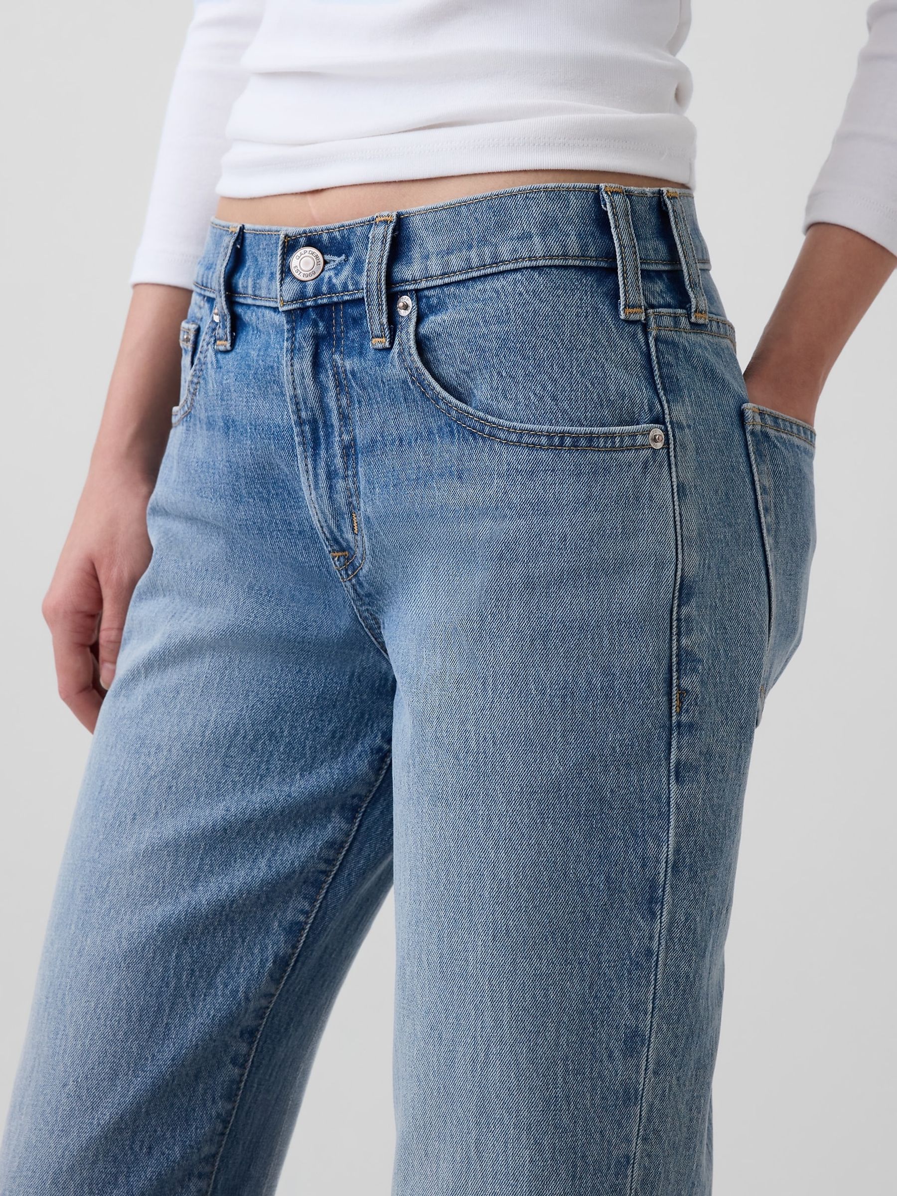 Light Wash Mid Rise Relaxed Flare Jeans - Image 5 of 5