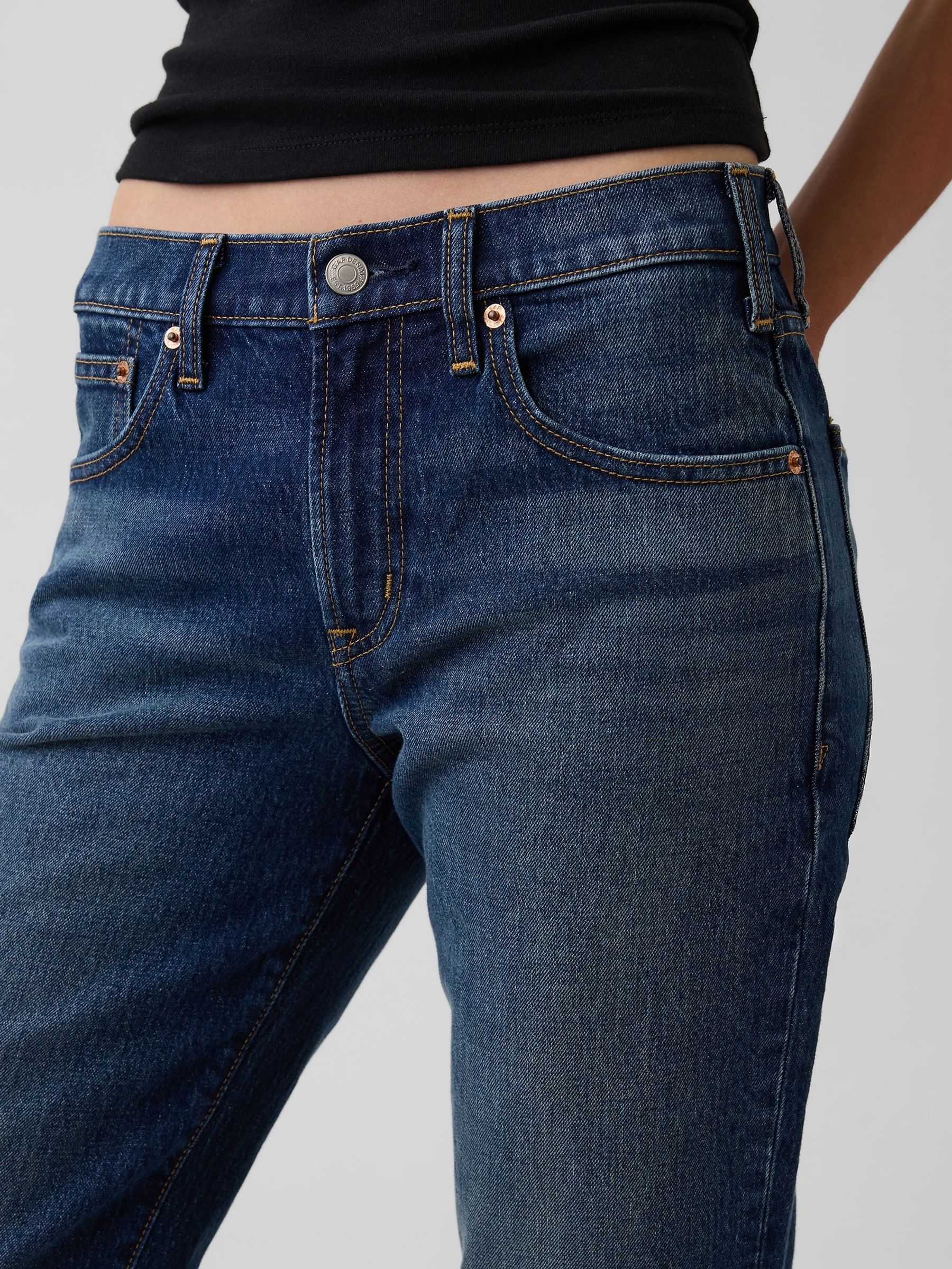 Dark Wash Mid Rise Relaxed Flare Jeans - Image 5 of 5