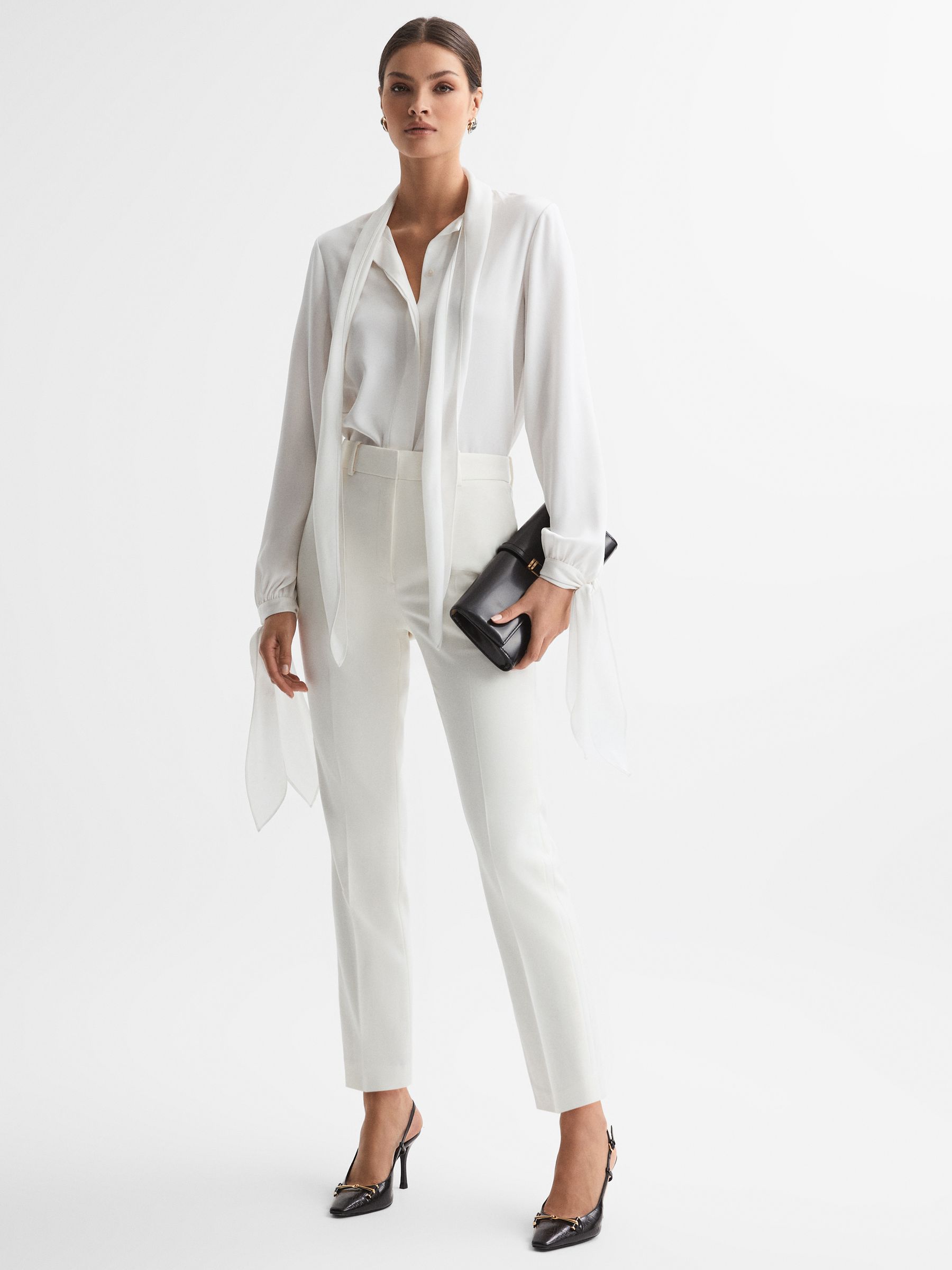Slim Fit Wool Blend Suit Trousers in Off White - Image 3 of 5