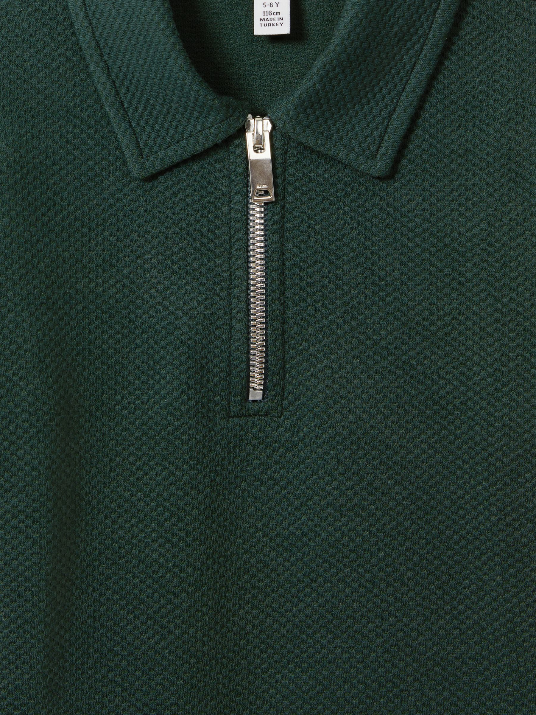 Junior Textured Half-Zip Polo Shirt in Green Smoke - Image 6 of 6