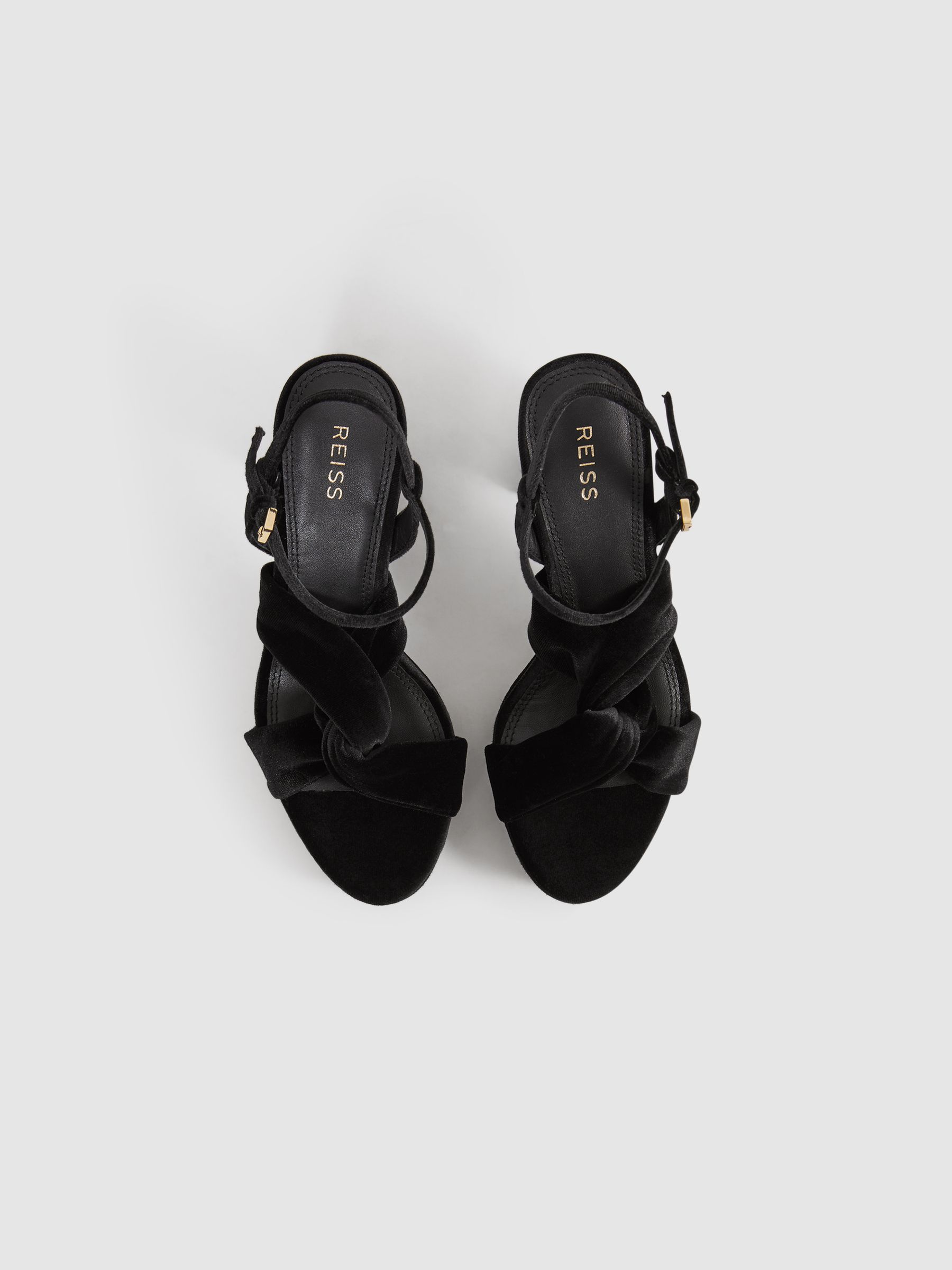 Velvet Platform Heels in Black - Image 3 of 5