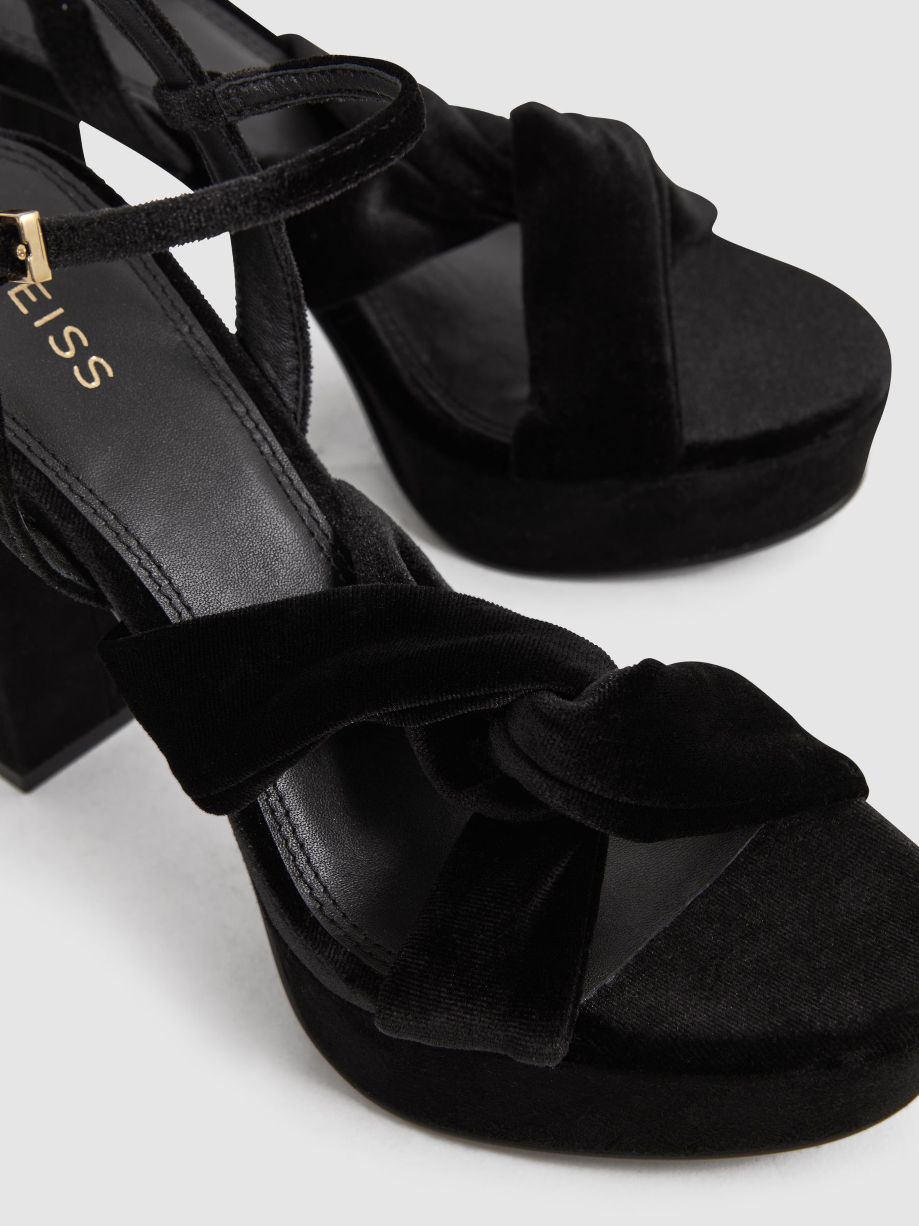 Velvet Platform Heels in Black - Image 5 of 5