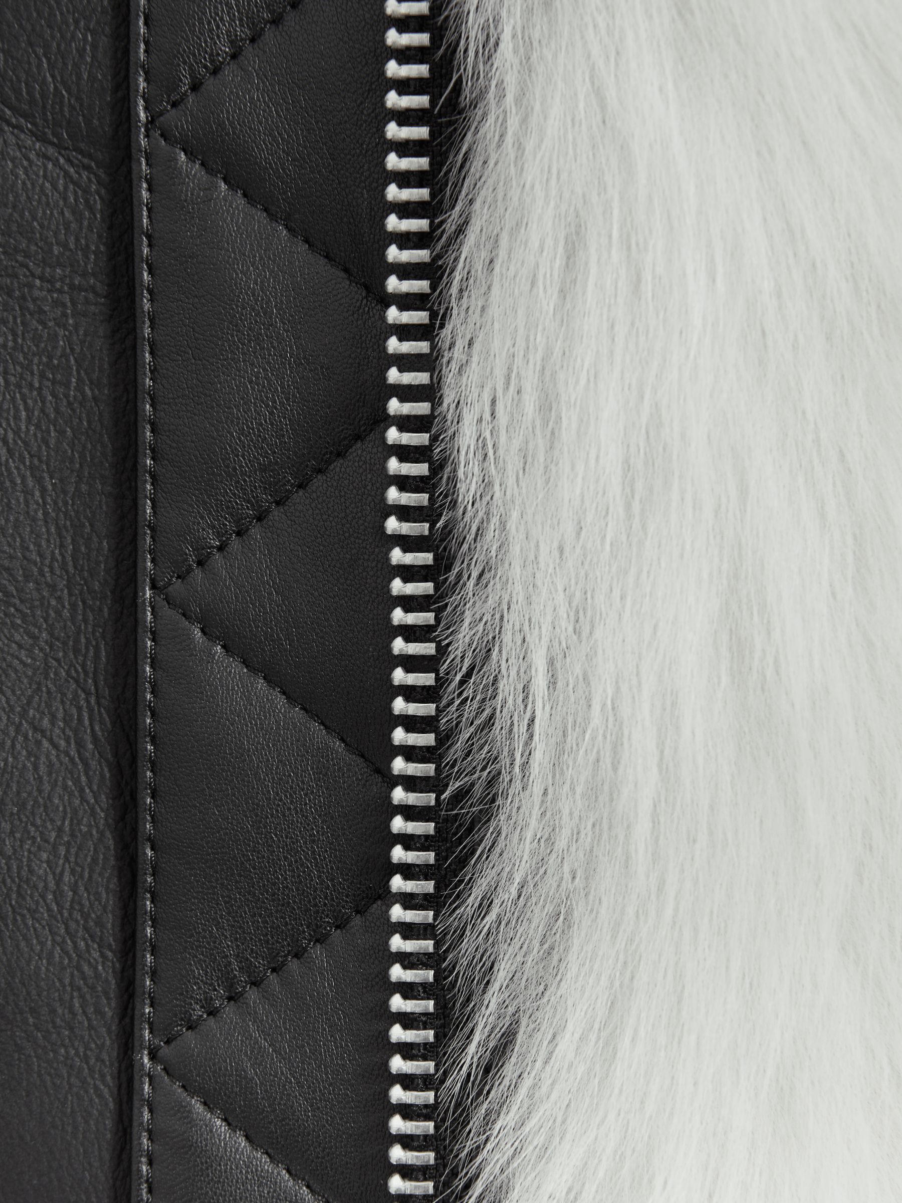 Leather-Shearling Zip-Through Jacket in Ivory/Black - Image 5 of 5