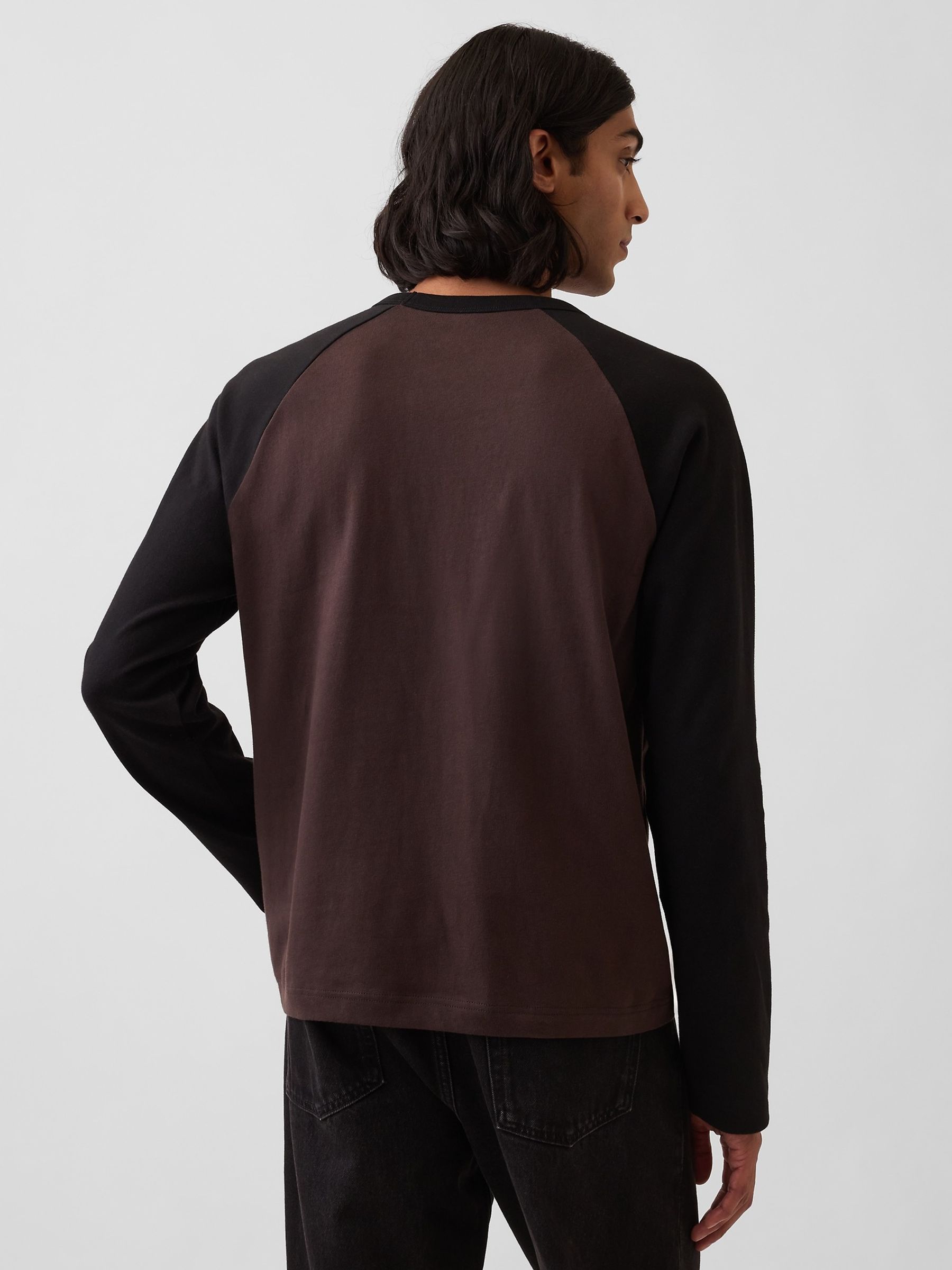 Dark Brown/ Black Heavyweight Relaxed Long Sleeve T-Shirt - Image 2 of 4