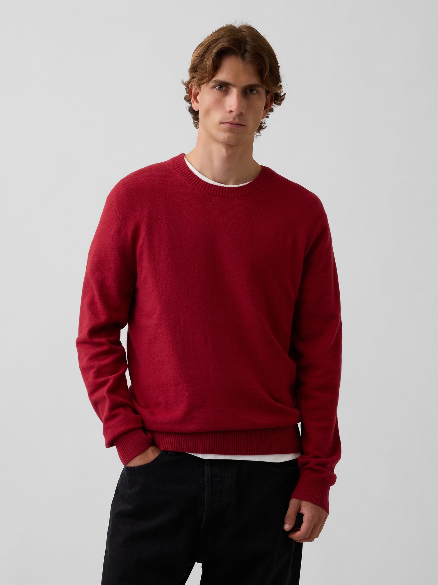 Red CashSoft Crew Jumper - Image 1 of 4 Red CashSoft Crew Jumper - Image 1 of 4