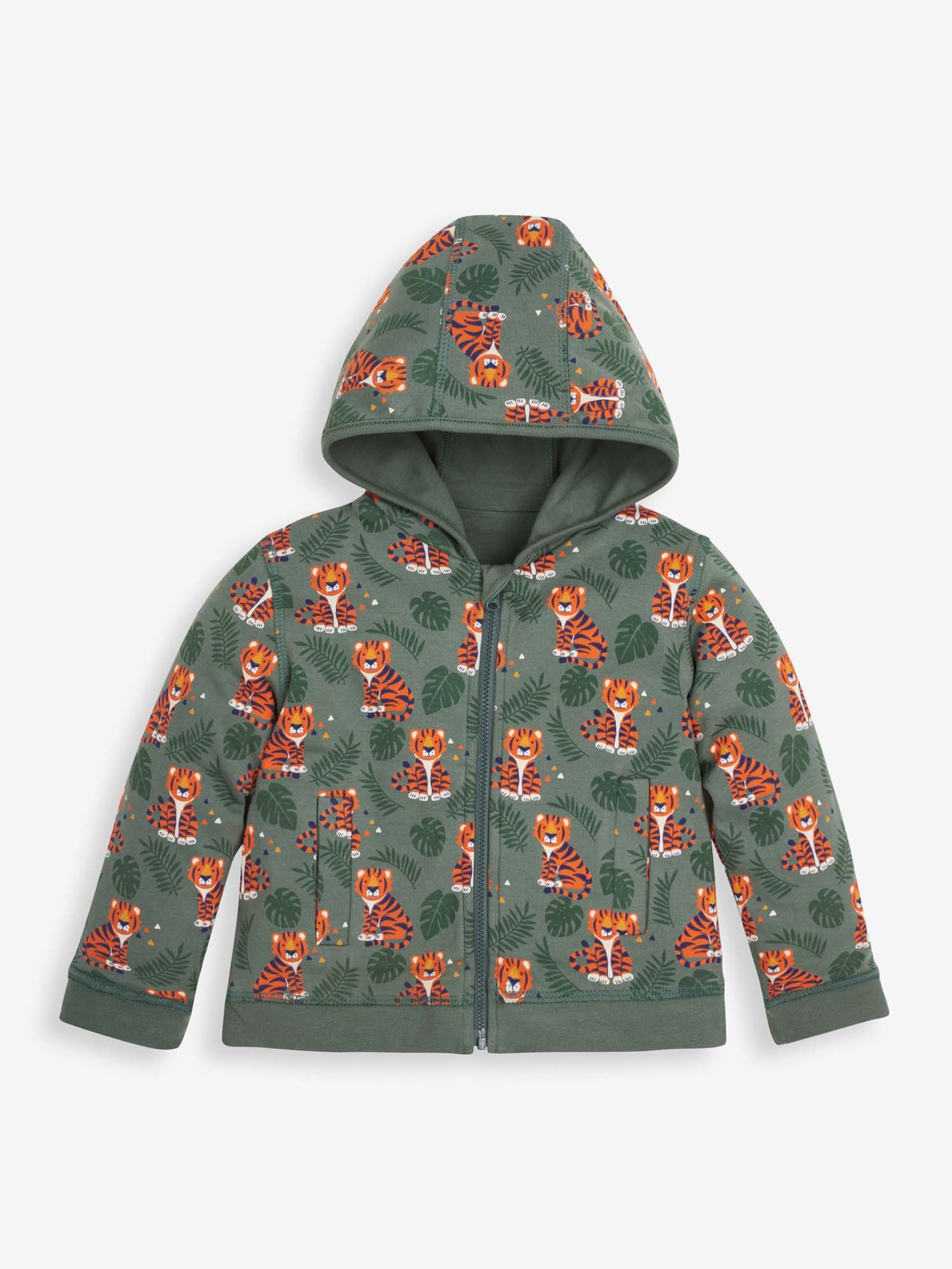 Khaki Kids' Tiger Appliqué Reversible Hoodie - Image 3 of 5