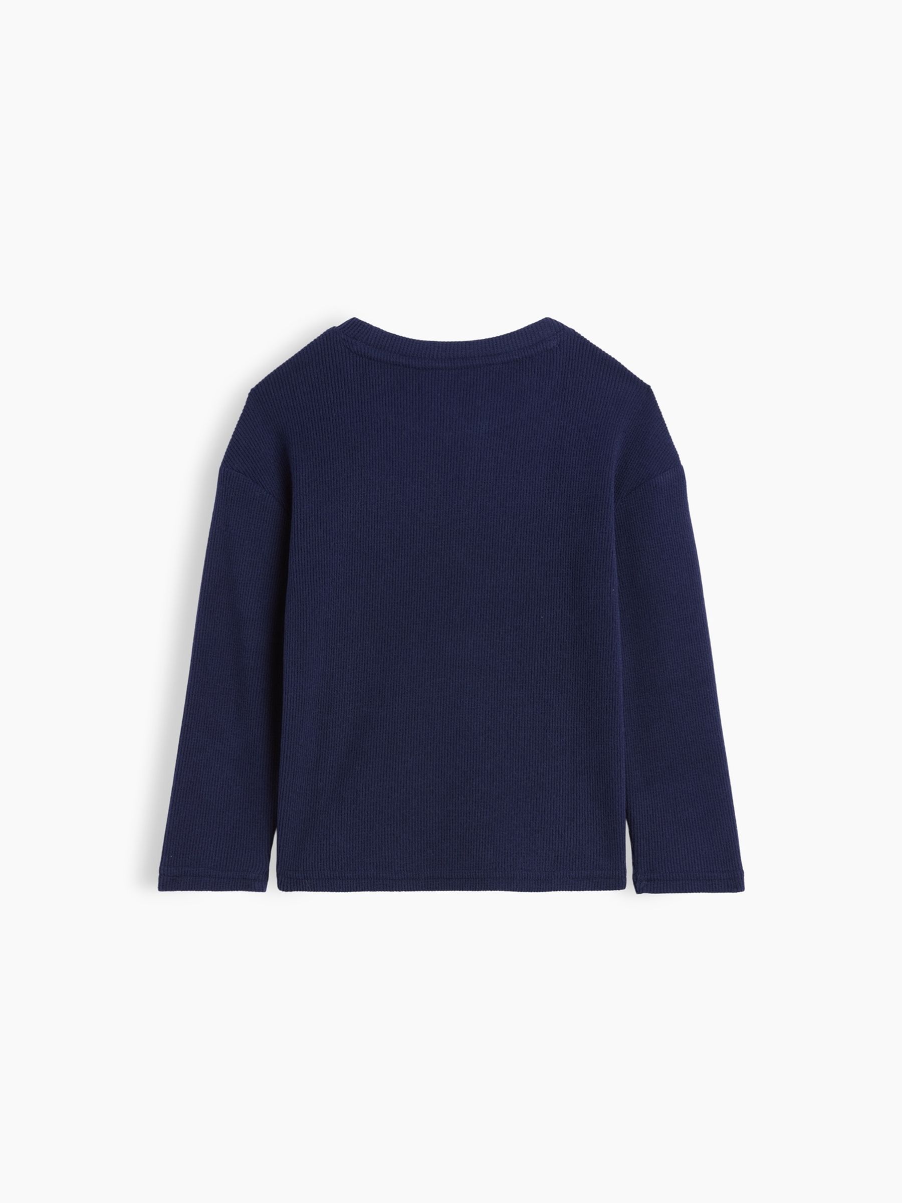 Navy Cosy Waffle Knit Long Sleeve T-Shirt - Image 2 of 3 Navy Cosy Waffle Knit Long Sleeve T-Shirt - Image 2 of 3