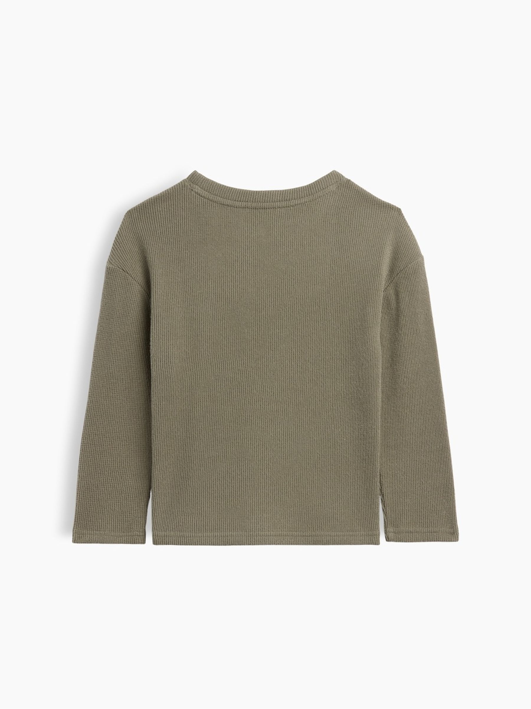 Khaki Green Cosy Waffle Knit Long Sleeve T-Shirt - Image 2 of 3