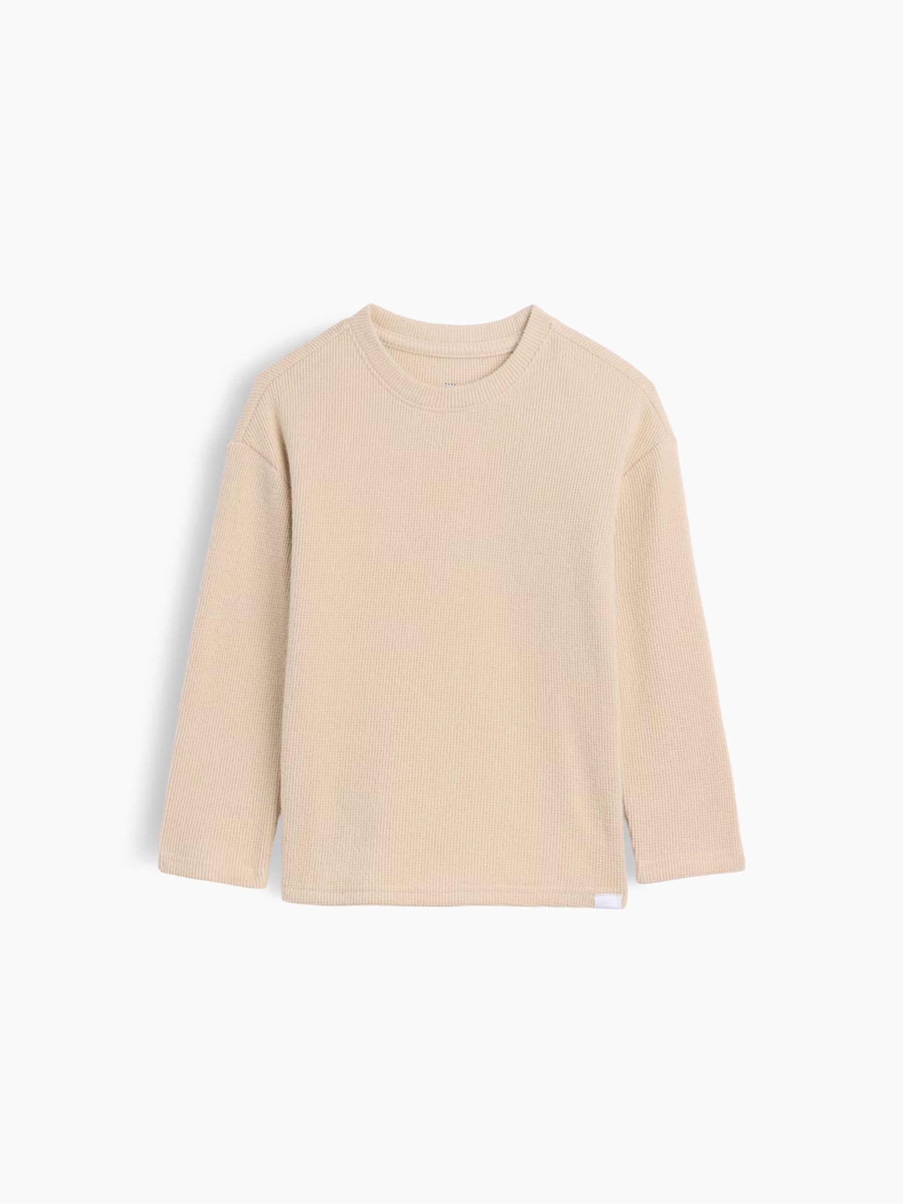 Beige Cosy Waffle Knit Long Sleeve T-Shirt - Image 1 of 3 Beige Cosy Waffle Knit Long Sleeve T-Shirt - Image 1 of 3