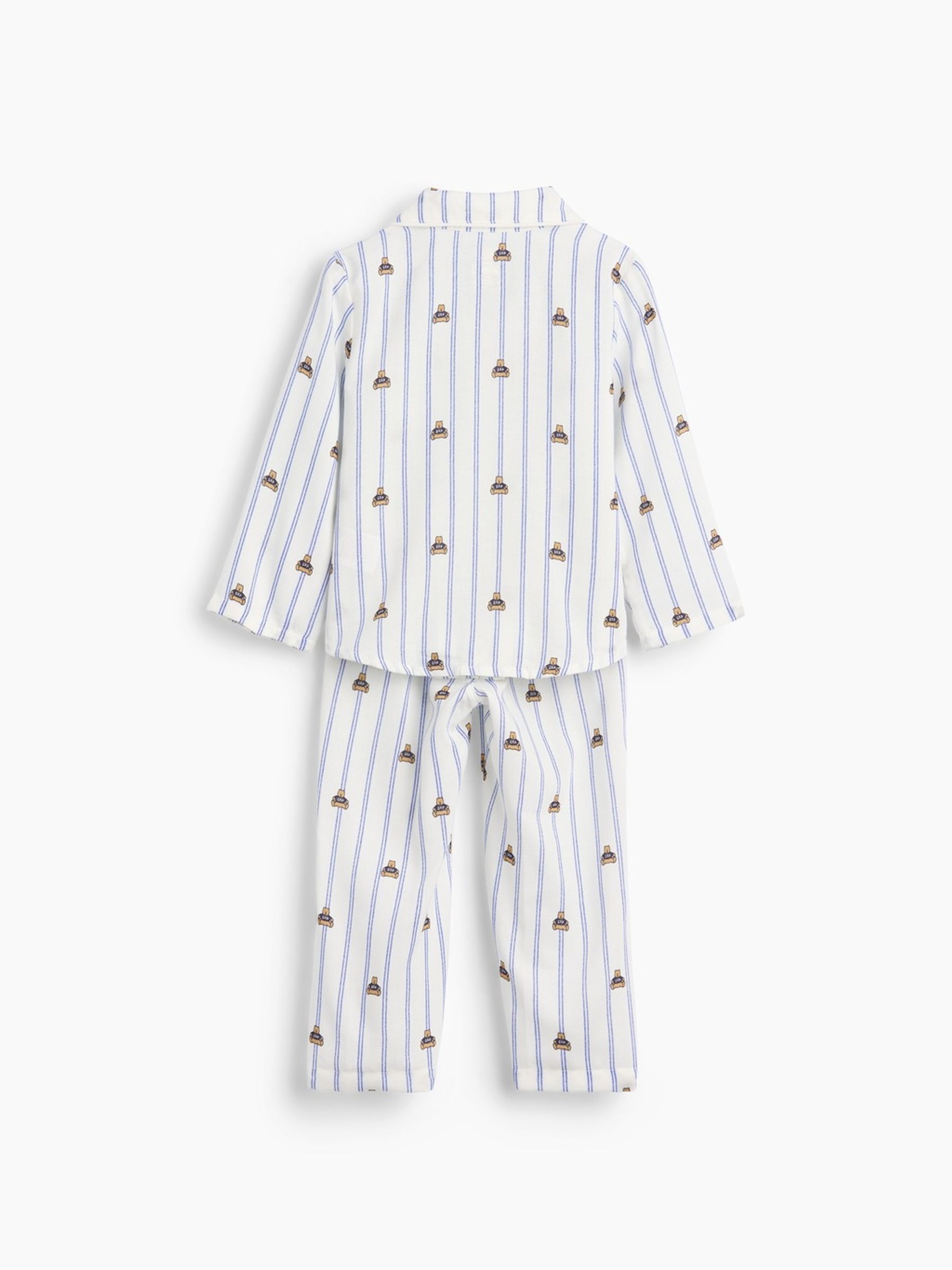 White & Blue Brannan Bear Stripe Flannel Pyjamas Set - Image 5 of 6
