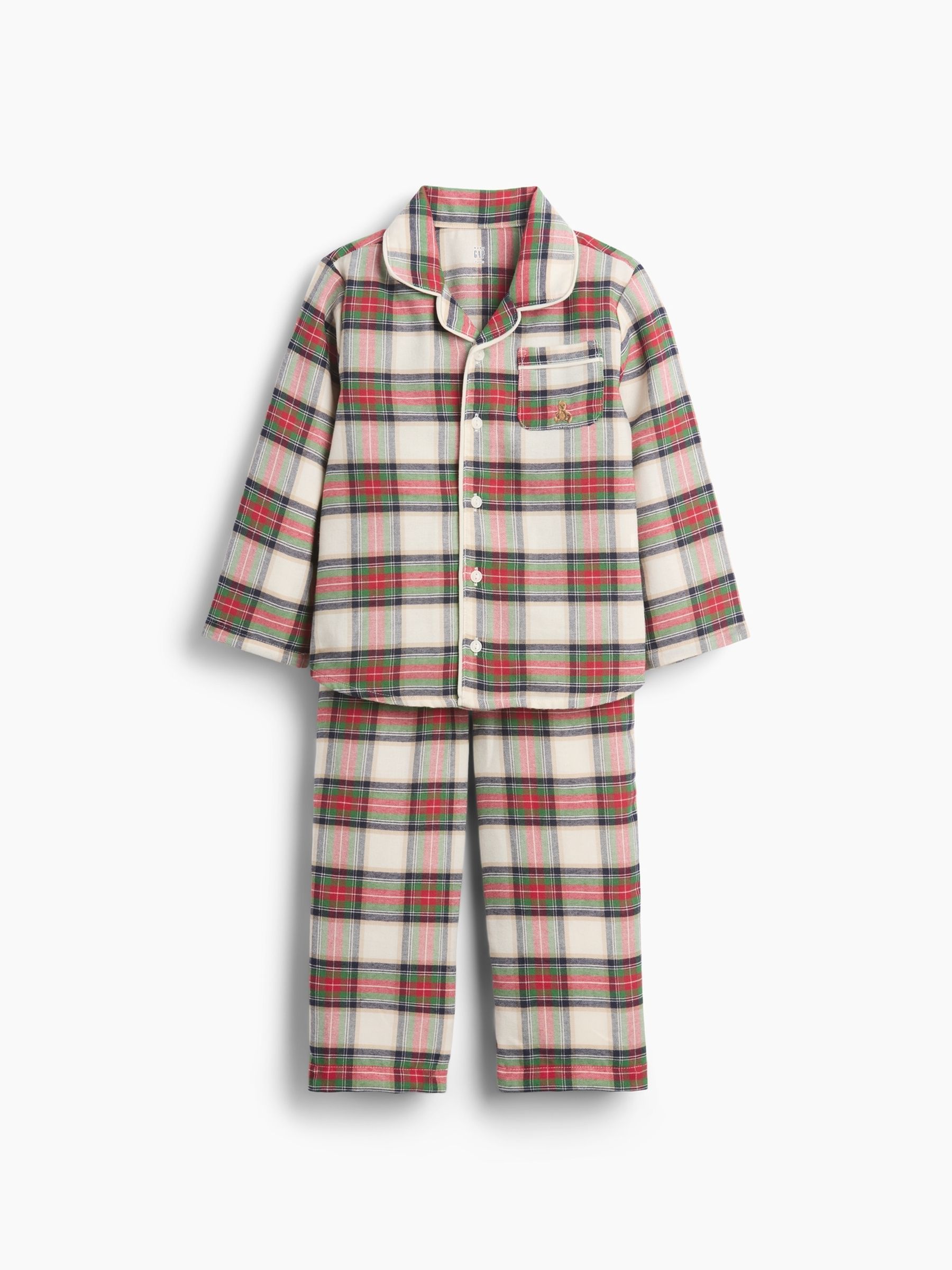 Red & Cream Check Flannel Pyjamas Set - Image 1 of 2