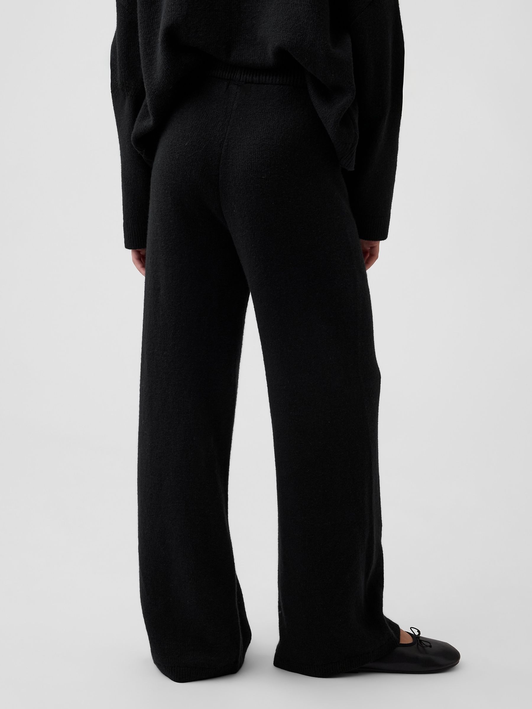 Black CashSoft Wide-Leg Knitted Trousers - Image 2 of 5