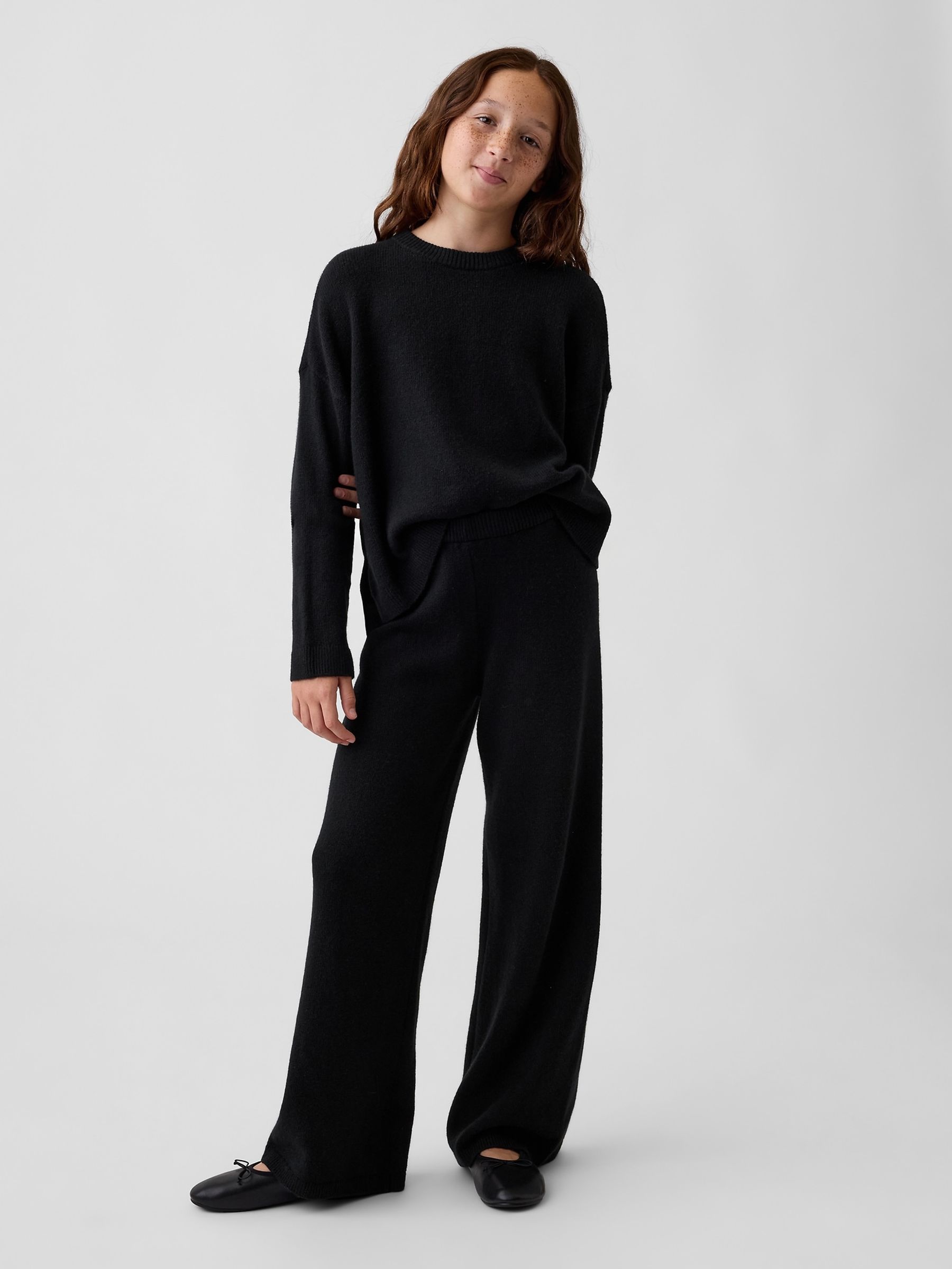 Black CashSoft Wide-Leg Knitted Trousers - Image 3 of 5