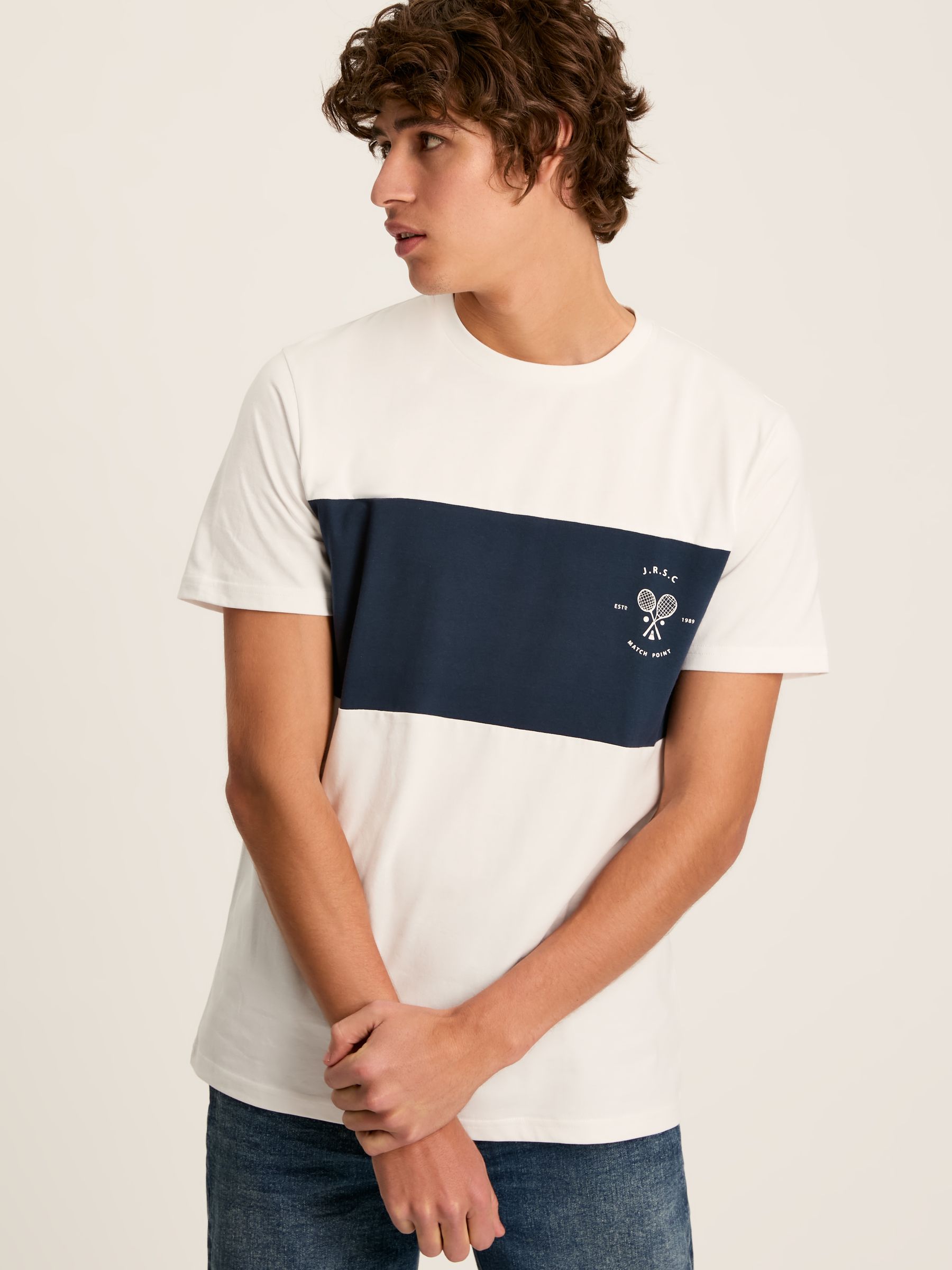 Denton White Colourblock Jersey Crew Neck T-Shirt - Image 3 of 10