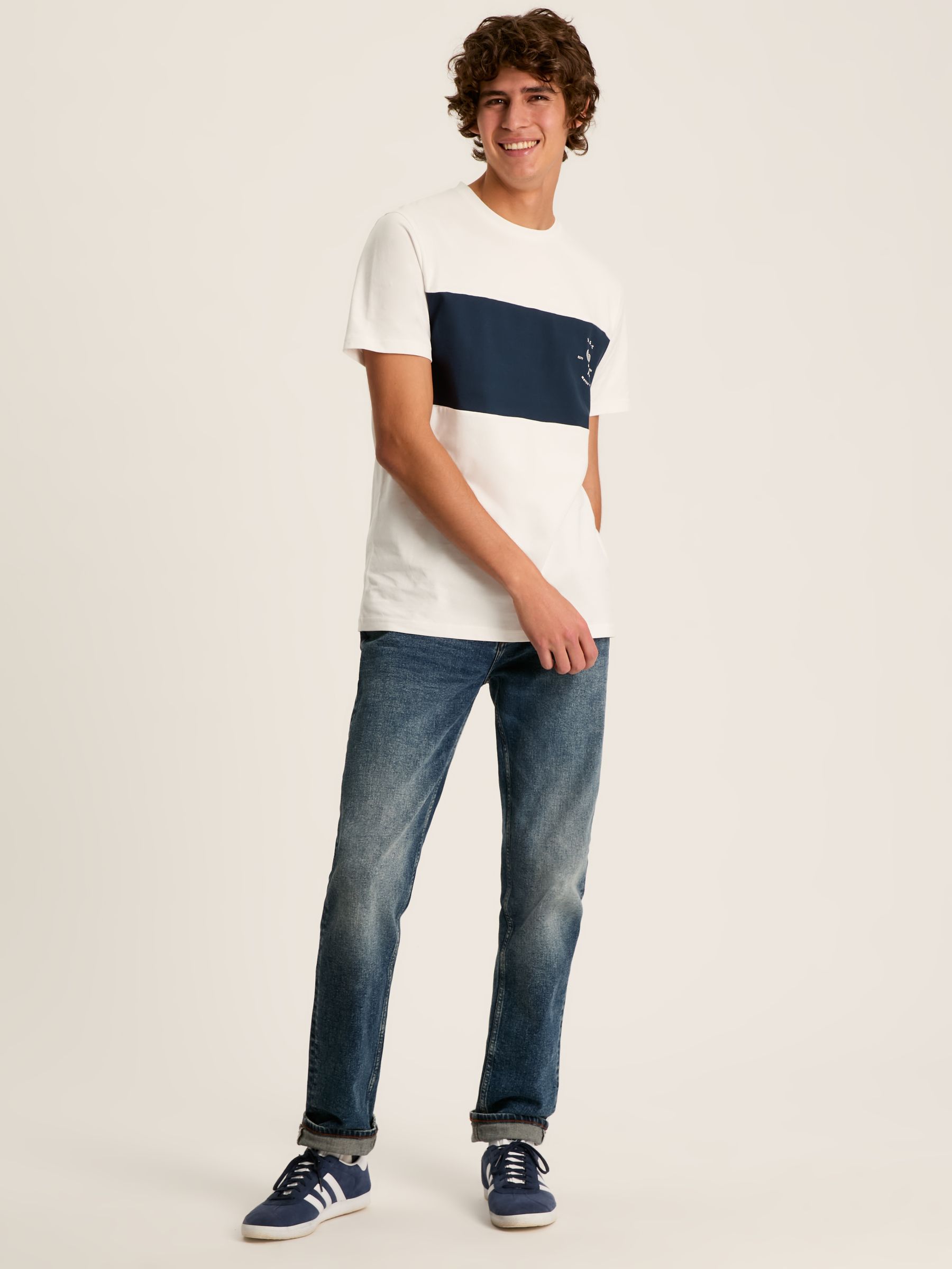 Denton White Colourblock Jersey Crew Neck T-Shirt - Image 6 of 10