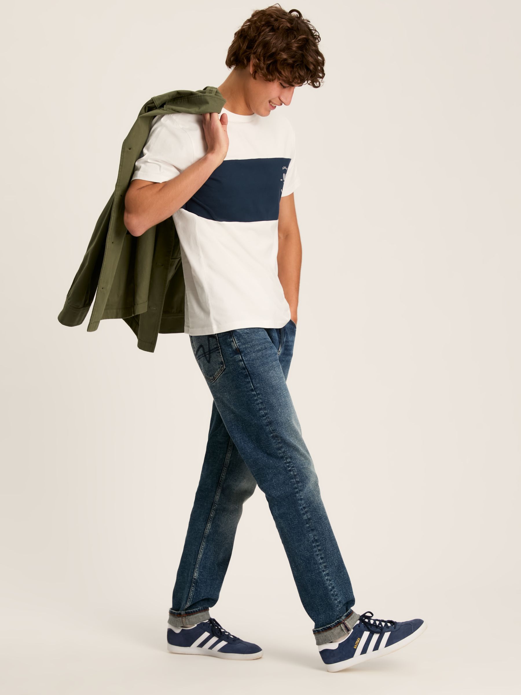 Denton White Colourblock Jersey Crew Neck T-Shirt - Image 7 of 10