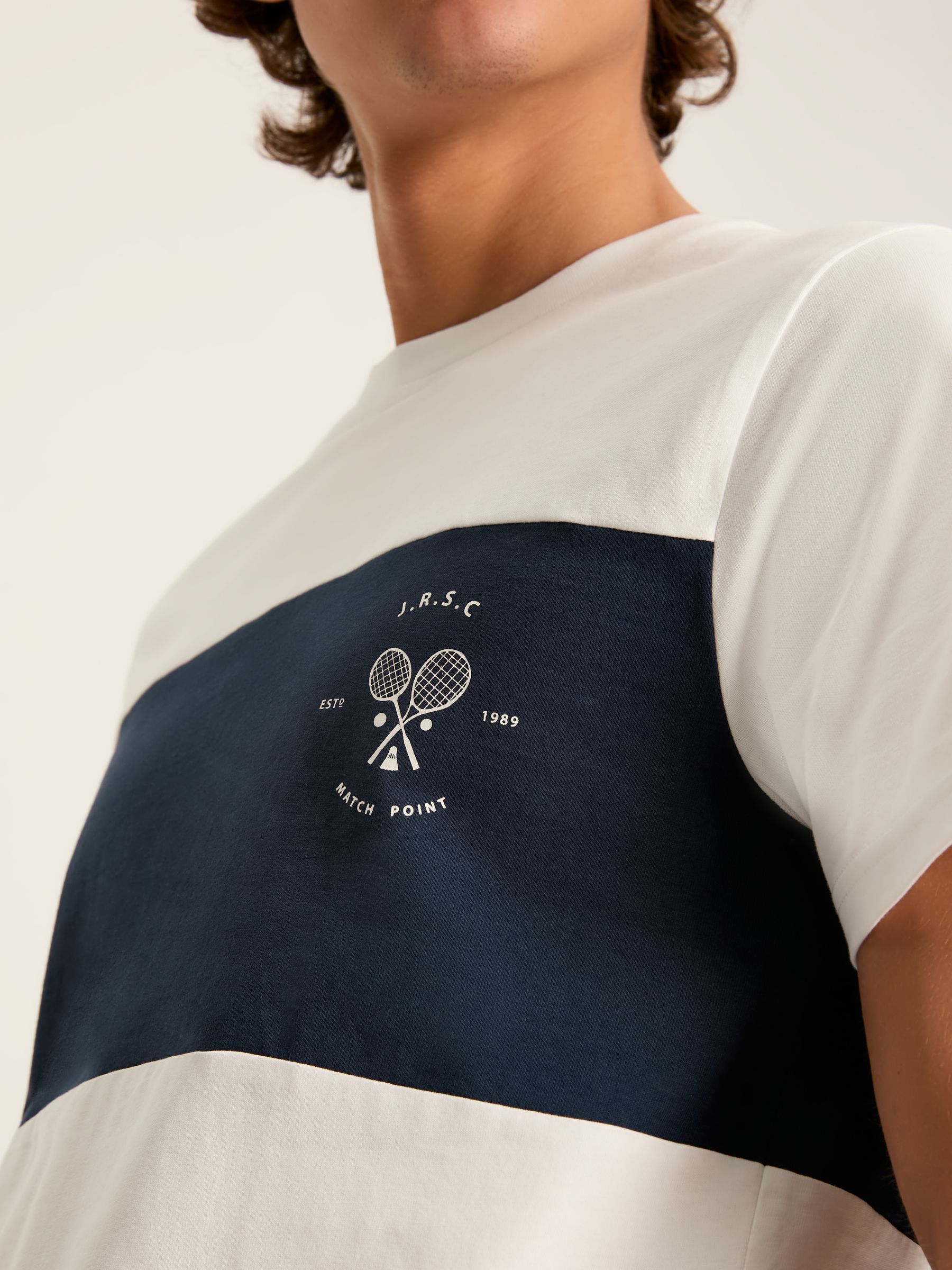 Denton White Colourblock Jersey Crew Neck T-Shirt - Image 8 of 10