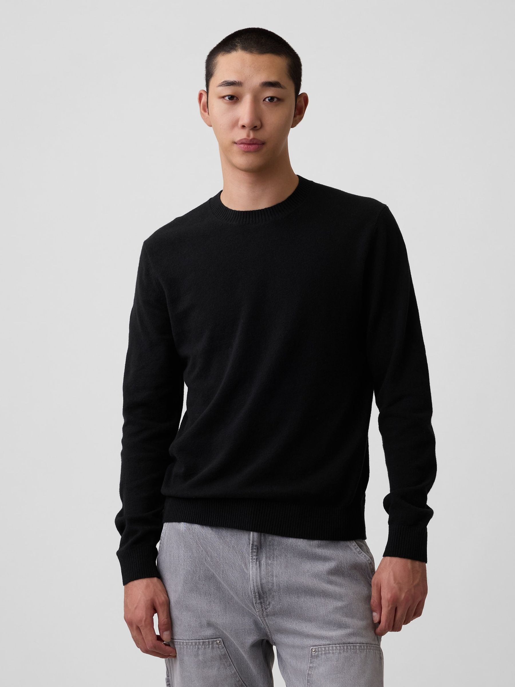 Black CashSoft Crew Jumper - Image 1 of 4 Black CashSoft Crew Jumper - Image 1 of 4
