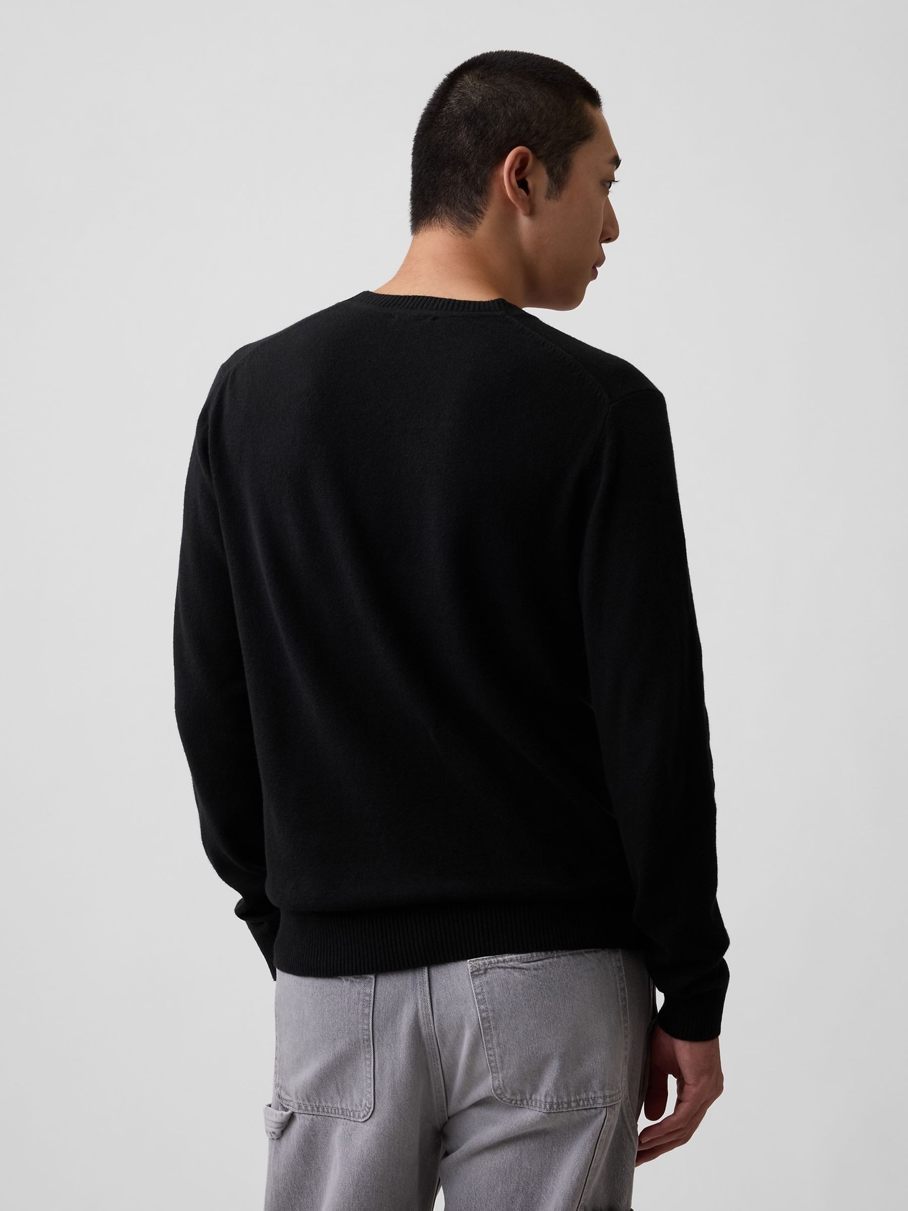 Black CashSoft Crew Jumper - Image 2 of 4 Black CashSoft Crew Jumper - Image 2 of 4