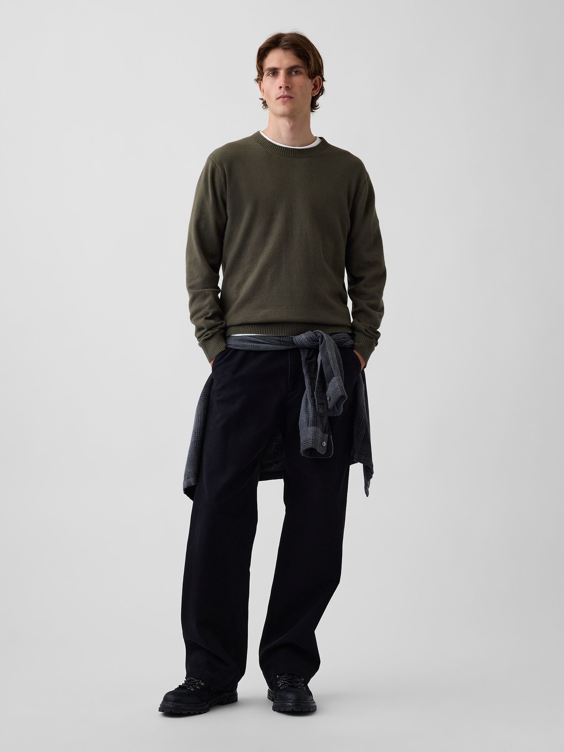 Olive Green CashSoft Crew Jumper - Image 3 of 4