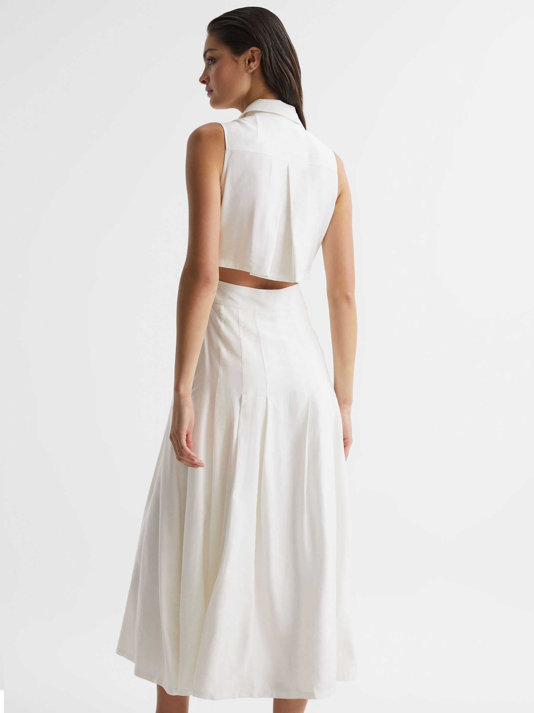 Button Front Midi Dress in Ivory - Image 5 of 7