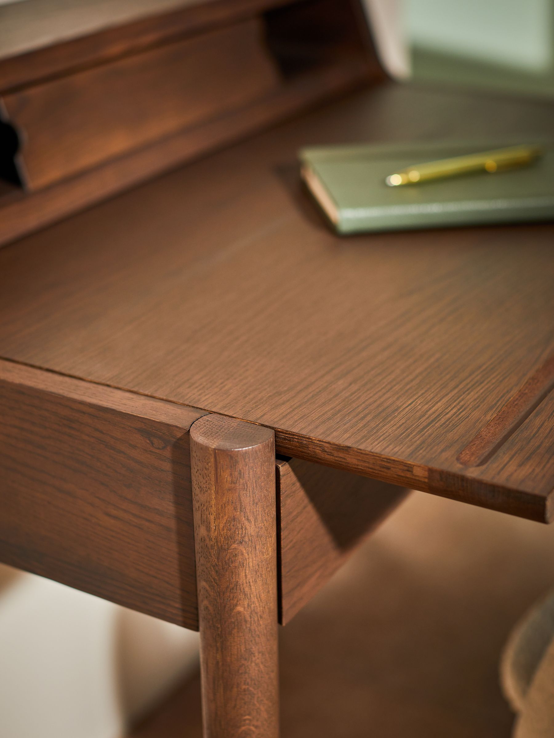 Leonie Compact Office Desk in Dark Oak - Image 3 of 5