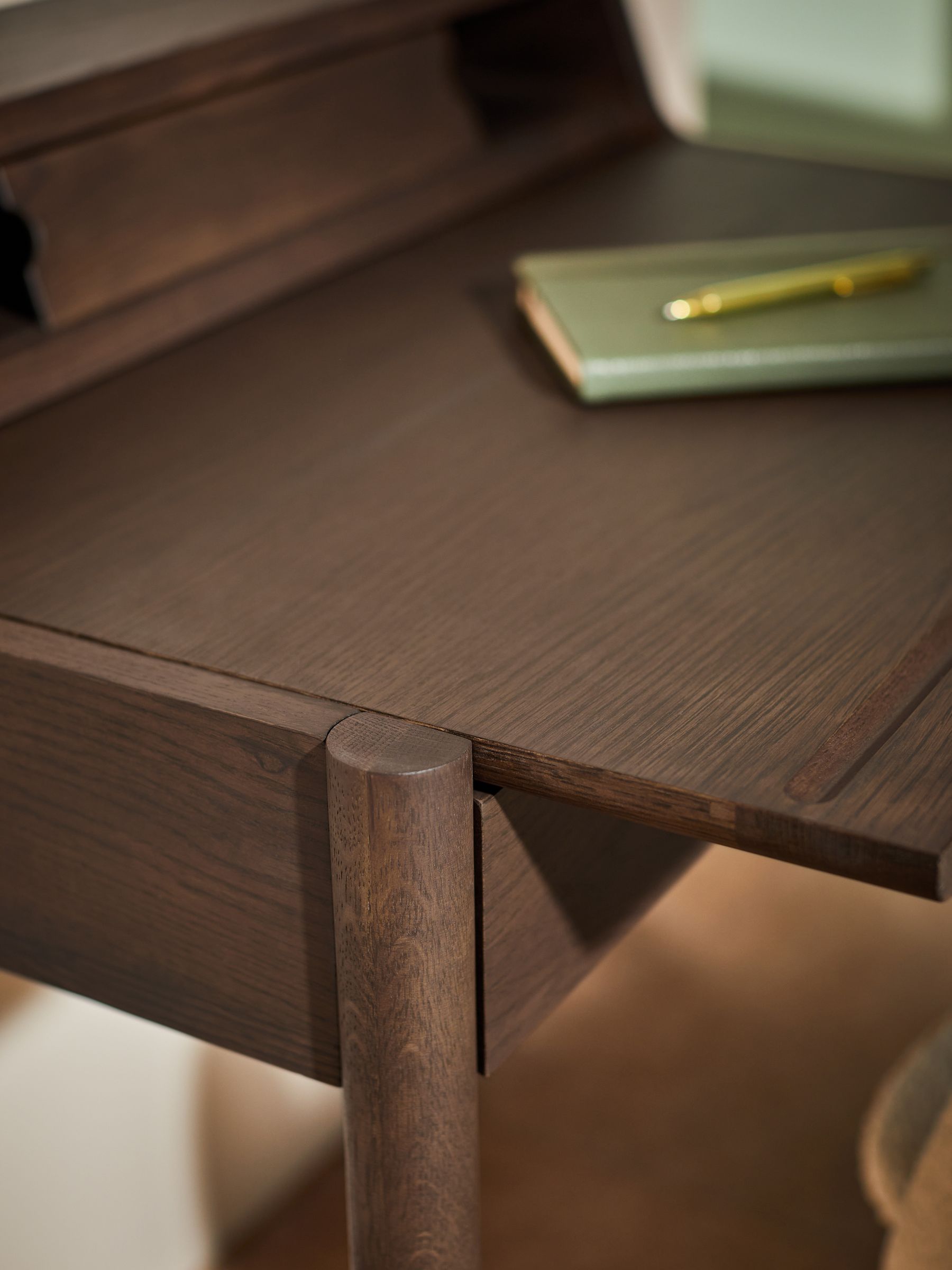Leonie Compact Office Desk in Dark Stain Oak - Image 8 of 9
