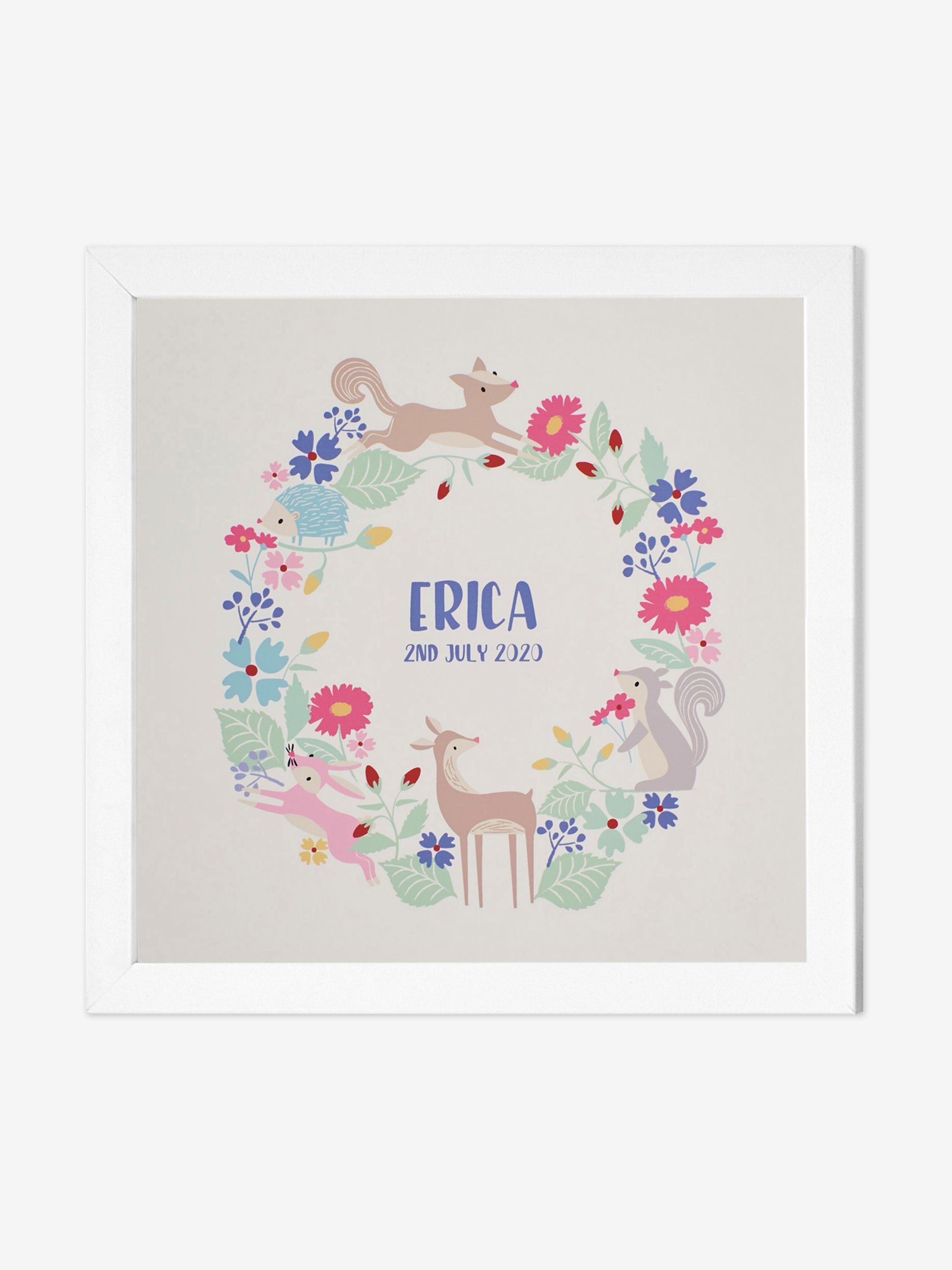 White Personalised & Framed Pastel Woodland Print - Image 1 of 1