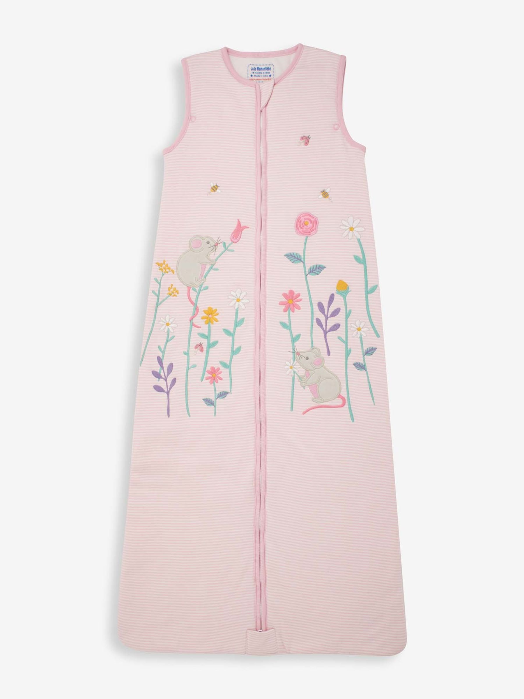 Pink Mouse Appliqué 1.5 Tog Toddler Sleeping Bag - Image 1 of 3