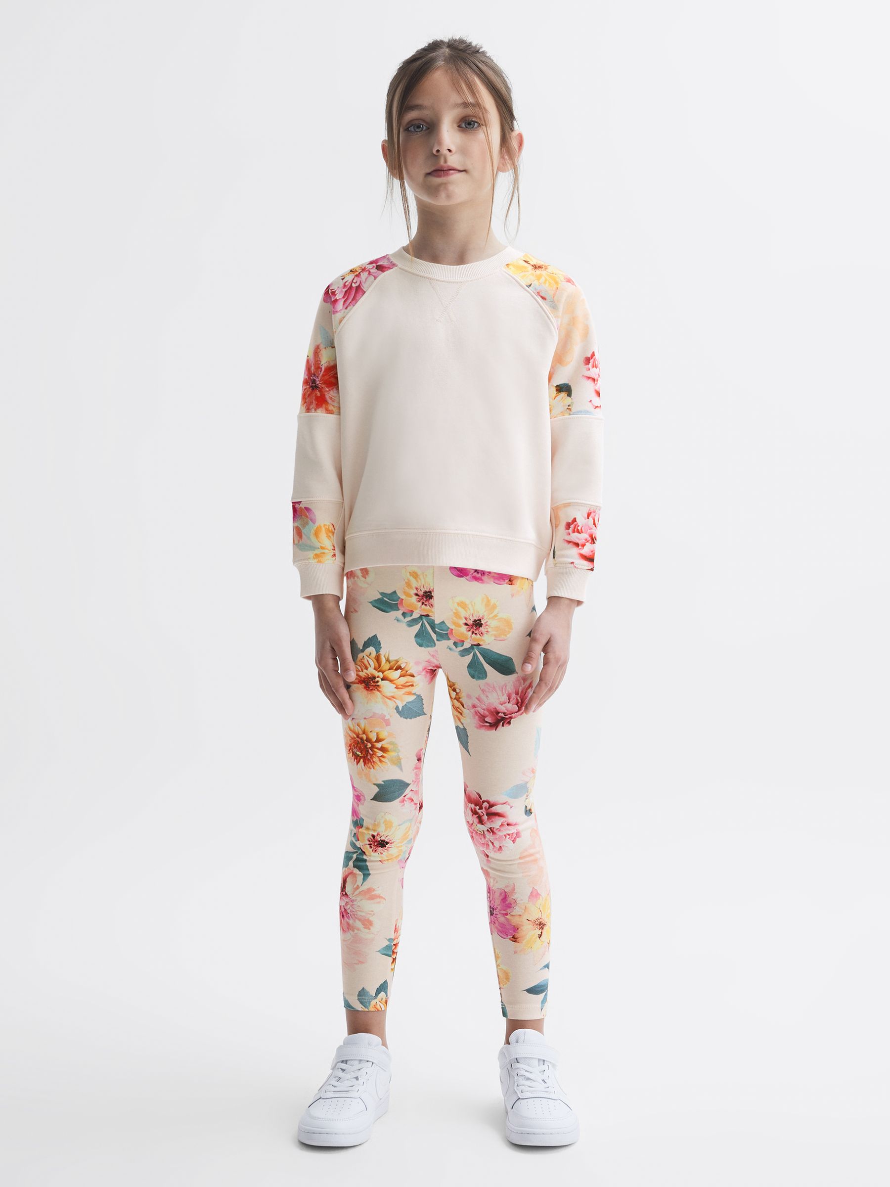 9-12 yrs Floral Print Leggings in Pink - Image 1 of 6