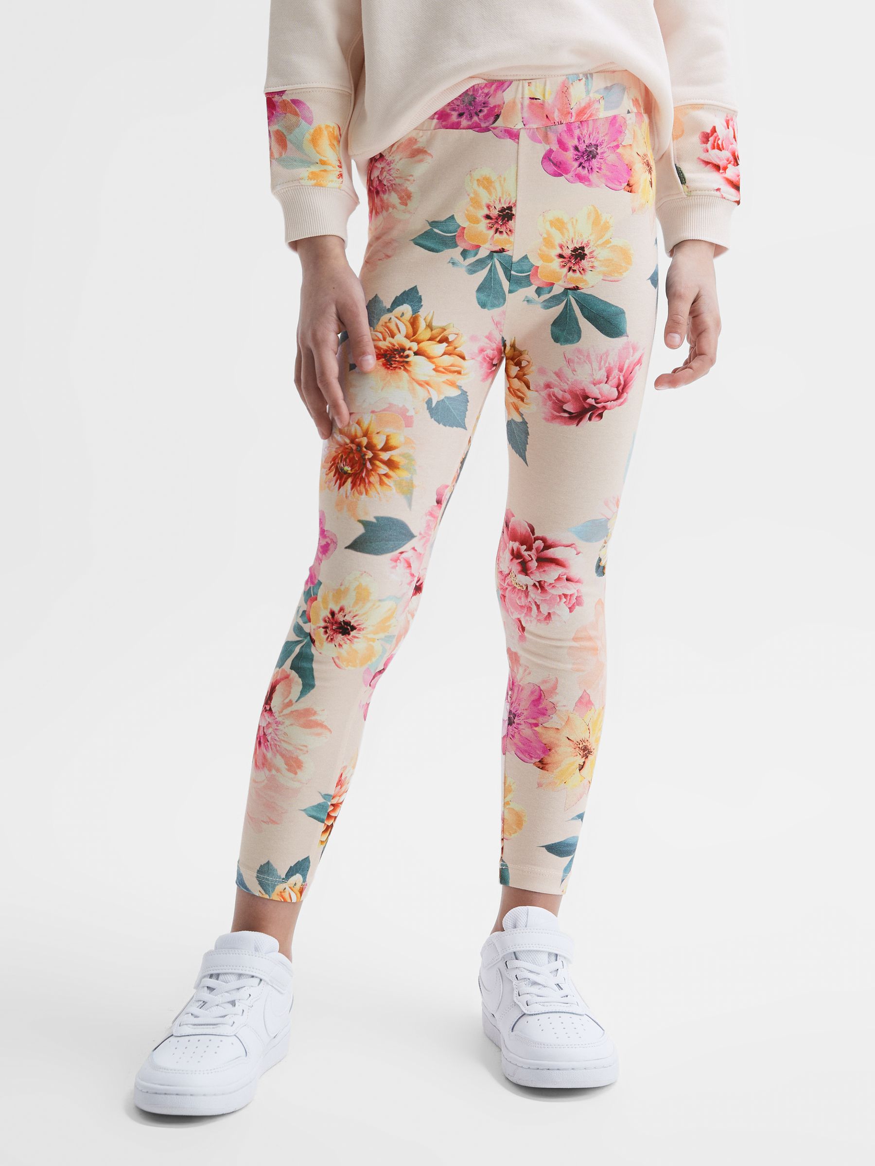 9-12 yrs Floral Print Leggings in Pink - Image 3 of 6