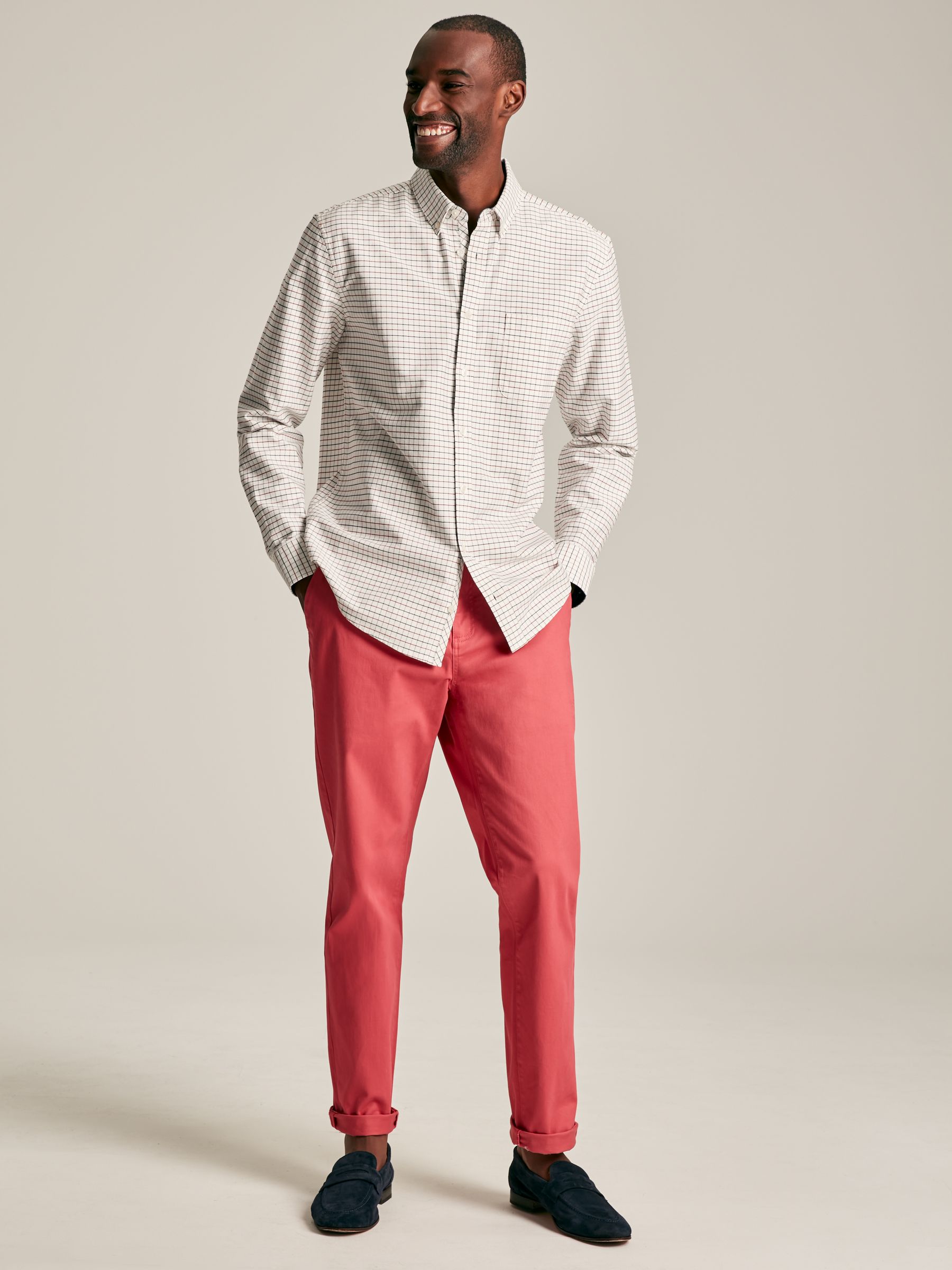 Welford Cream/Red Cotton Check Shirt - Image 4 of 7