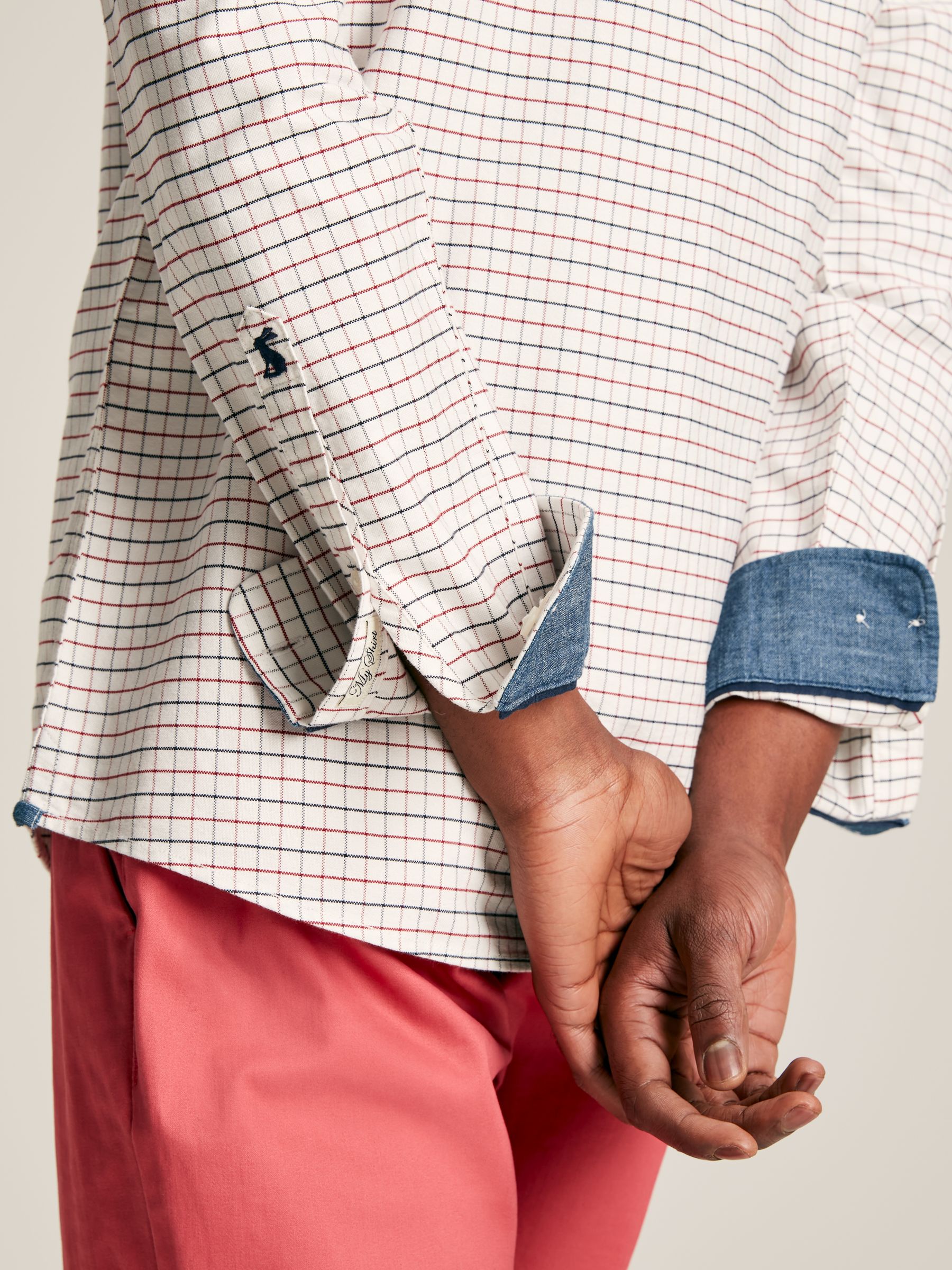 Welford Cream/Red Cotton Check Shirt - Image 5 of 7