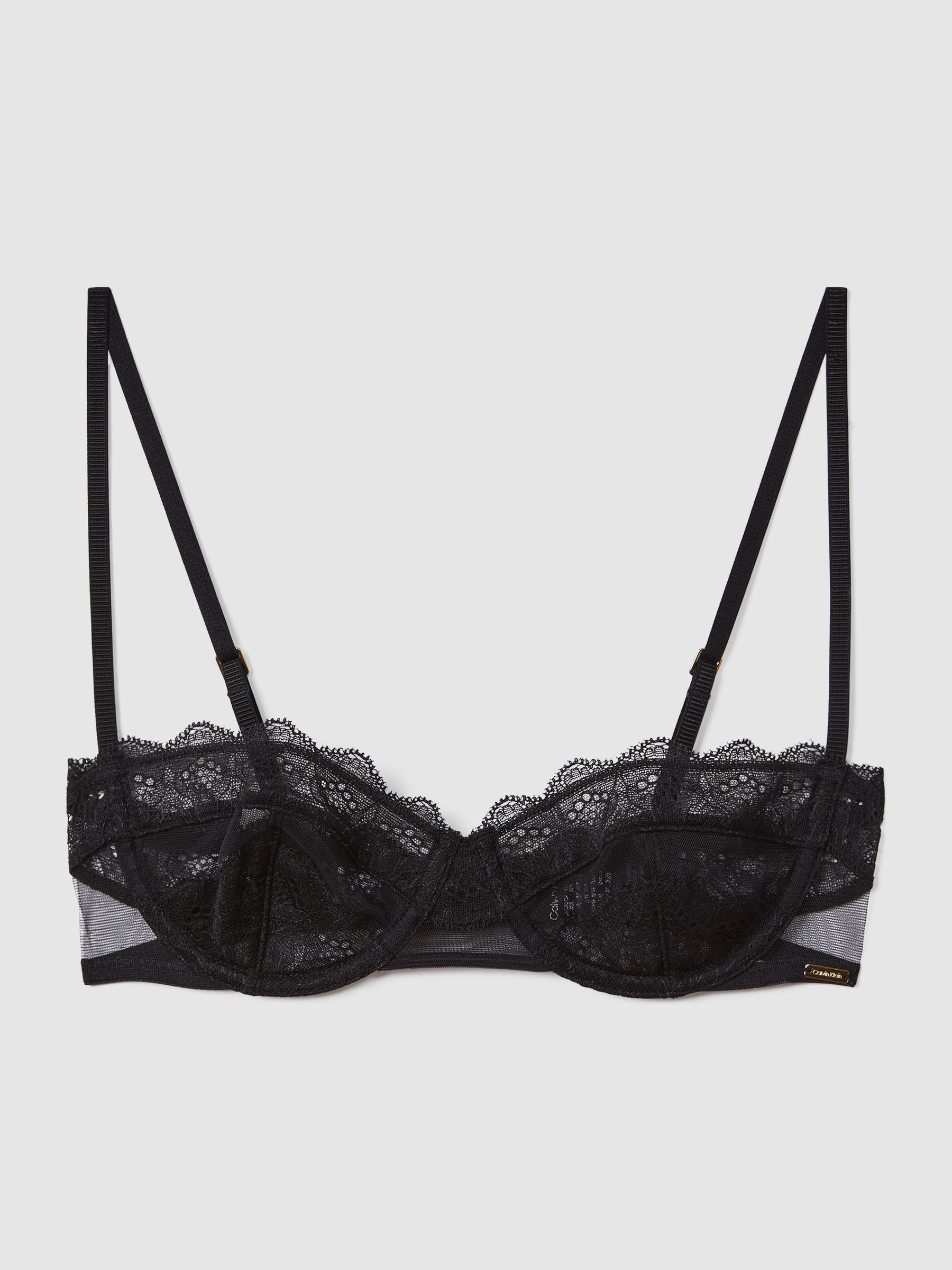 Underwear Mesh Lace Balconette Bra in Black - Image 2 of 4