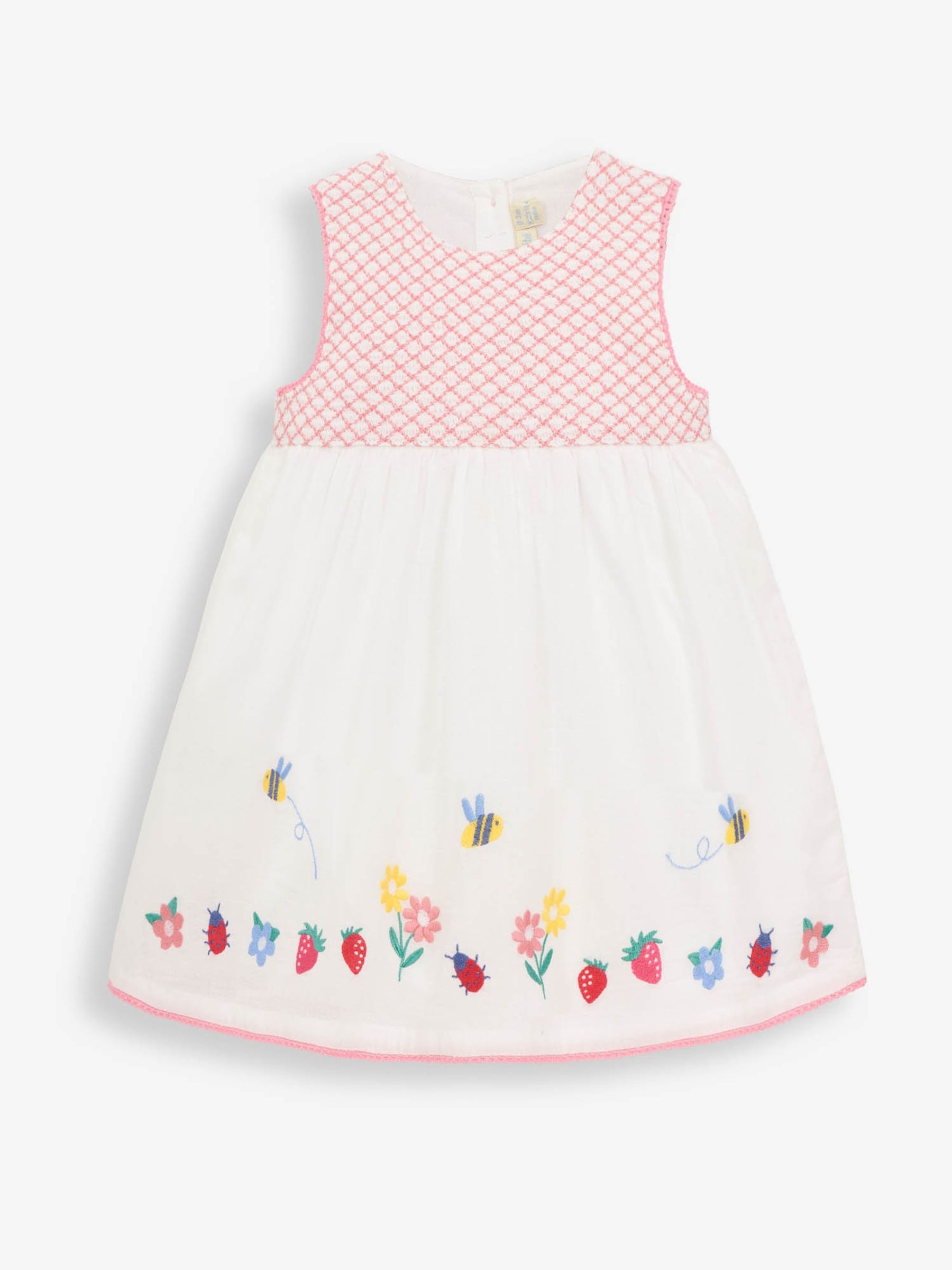 White Floral Embroidered Baby Dress with Knickers - Image 2 of 4