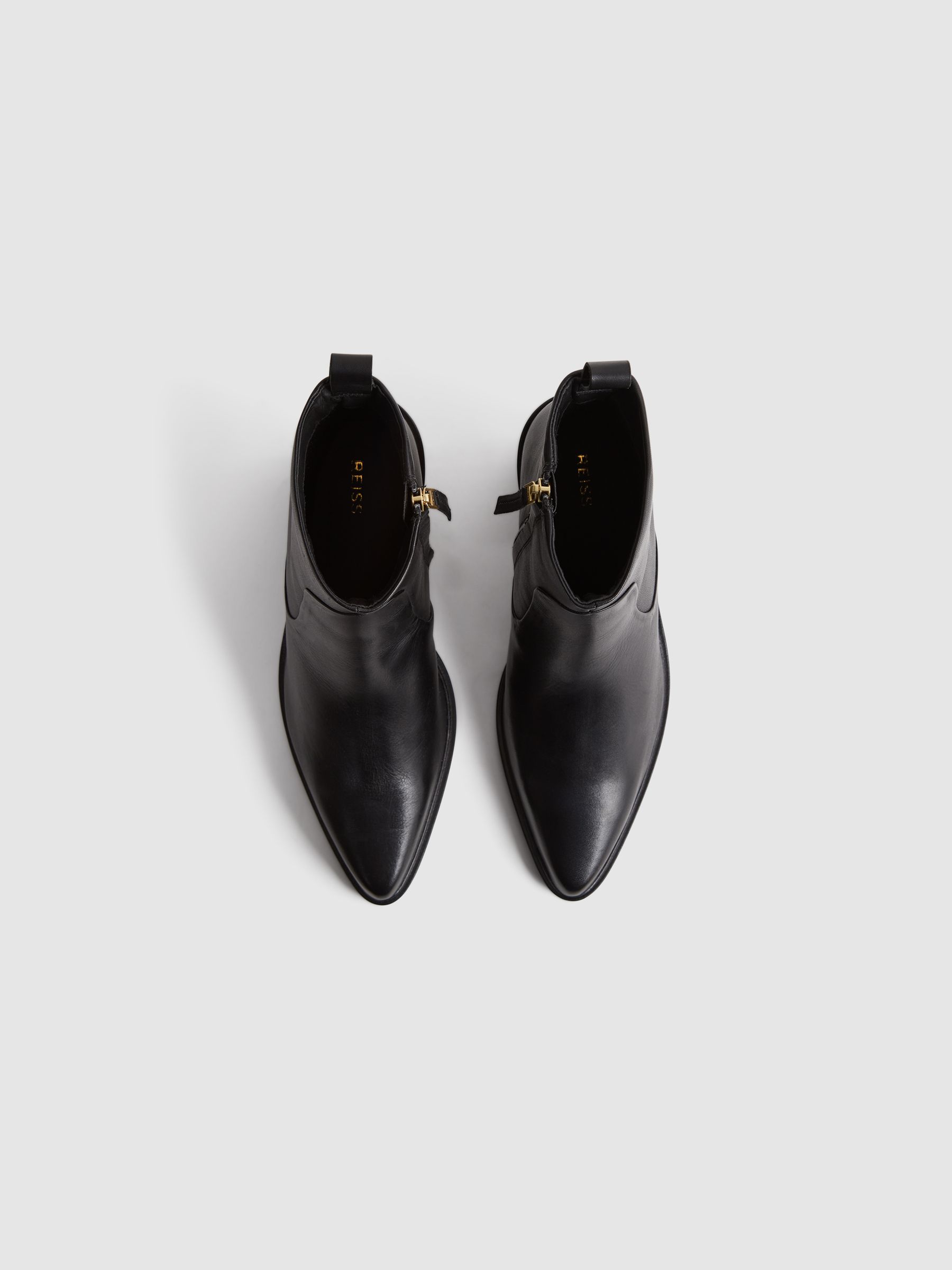 Leather Heeled Western Boots in Black - Image 3 of 6