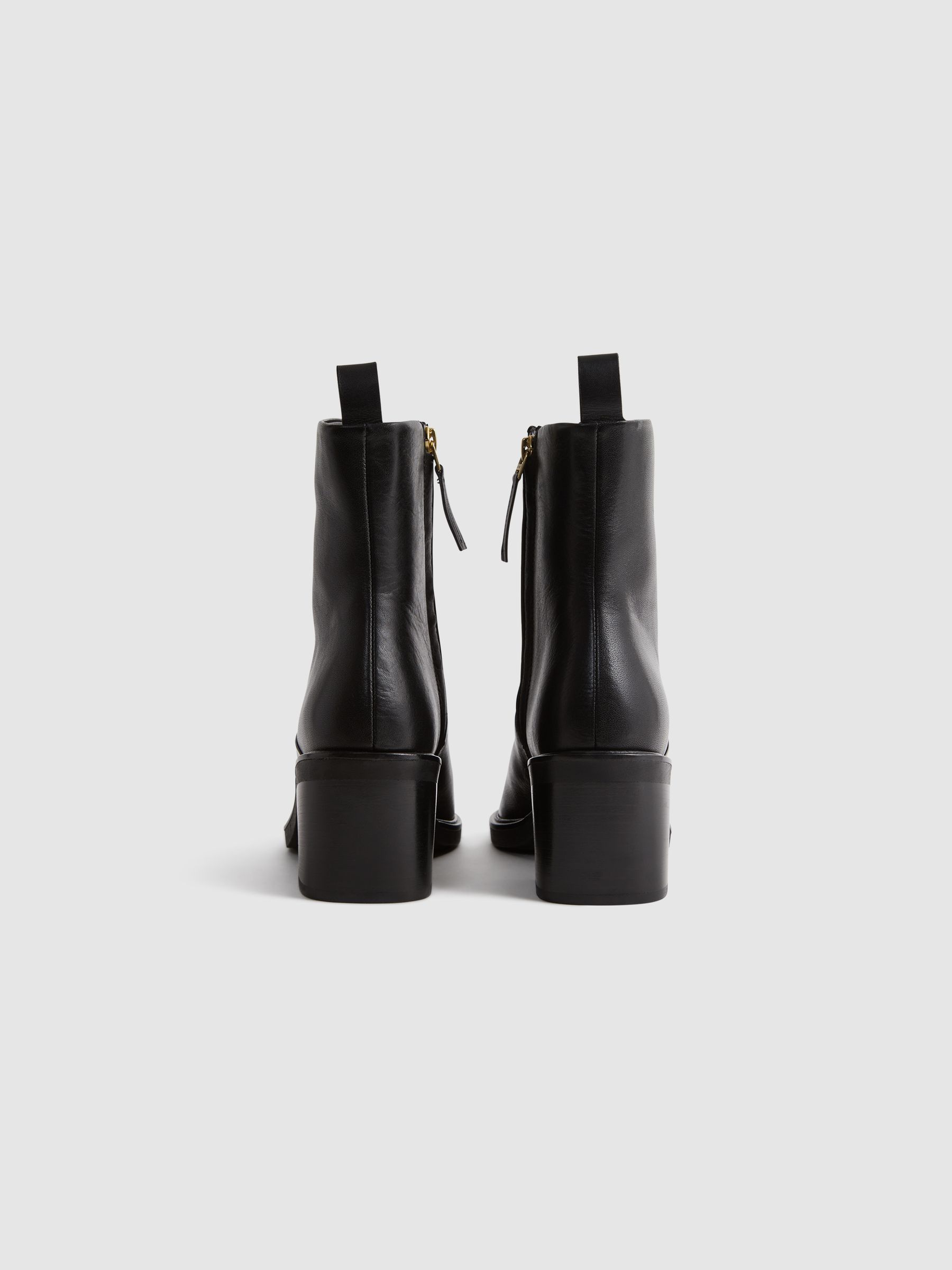 Leather Heeled Western Boots in Black - Image 4 of 6