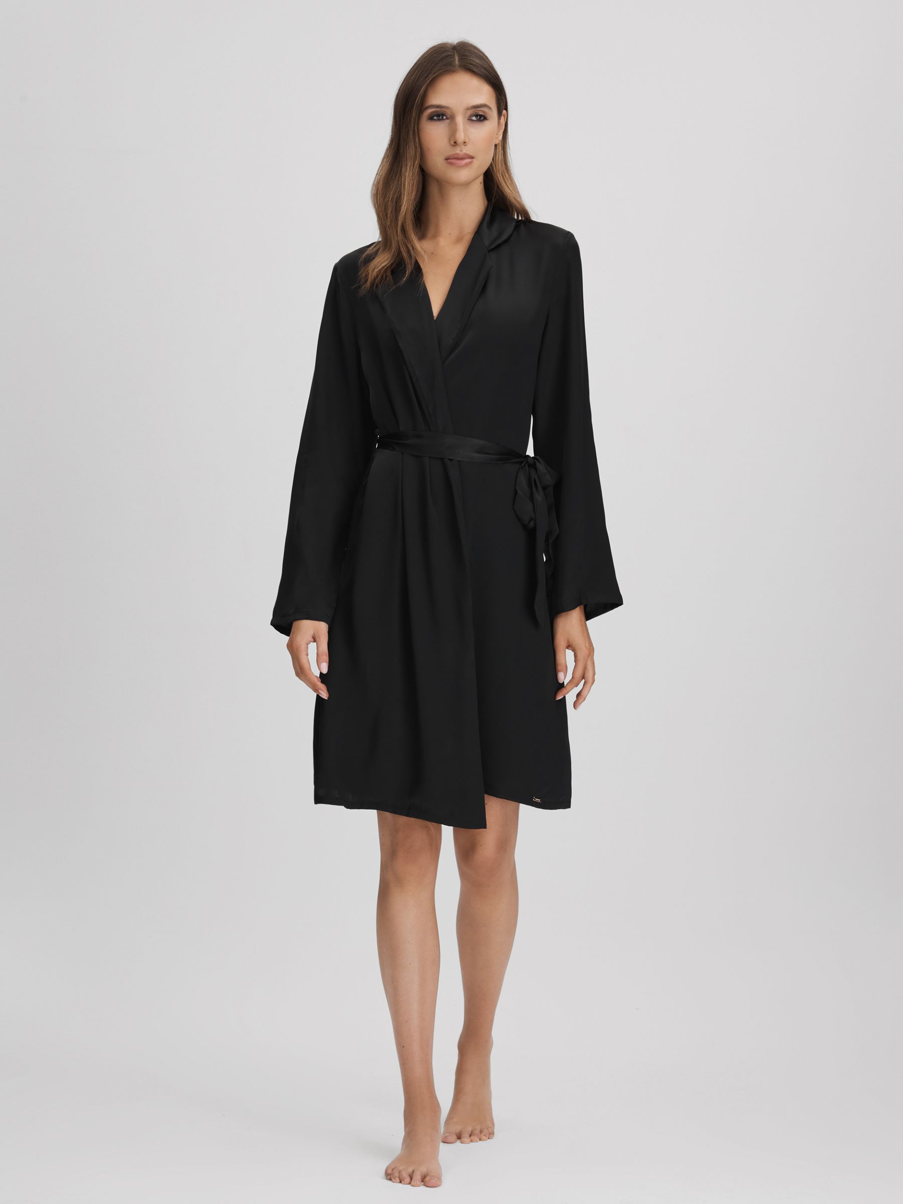 Calvin Klein Silk Robe in Black - Image 3 of 4