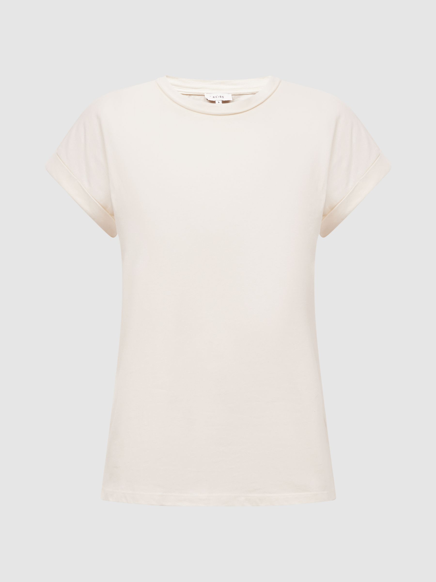 Cotton-Jersey Crew Neck T-Shirt in Cream - Image 2 of 6