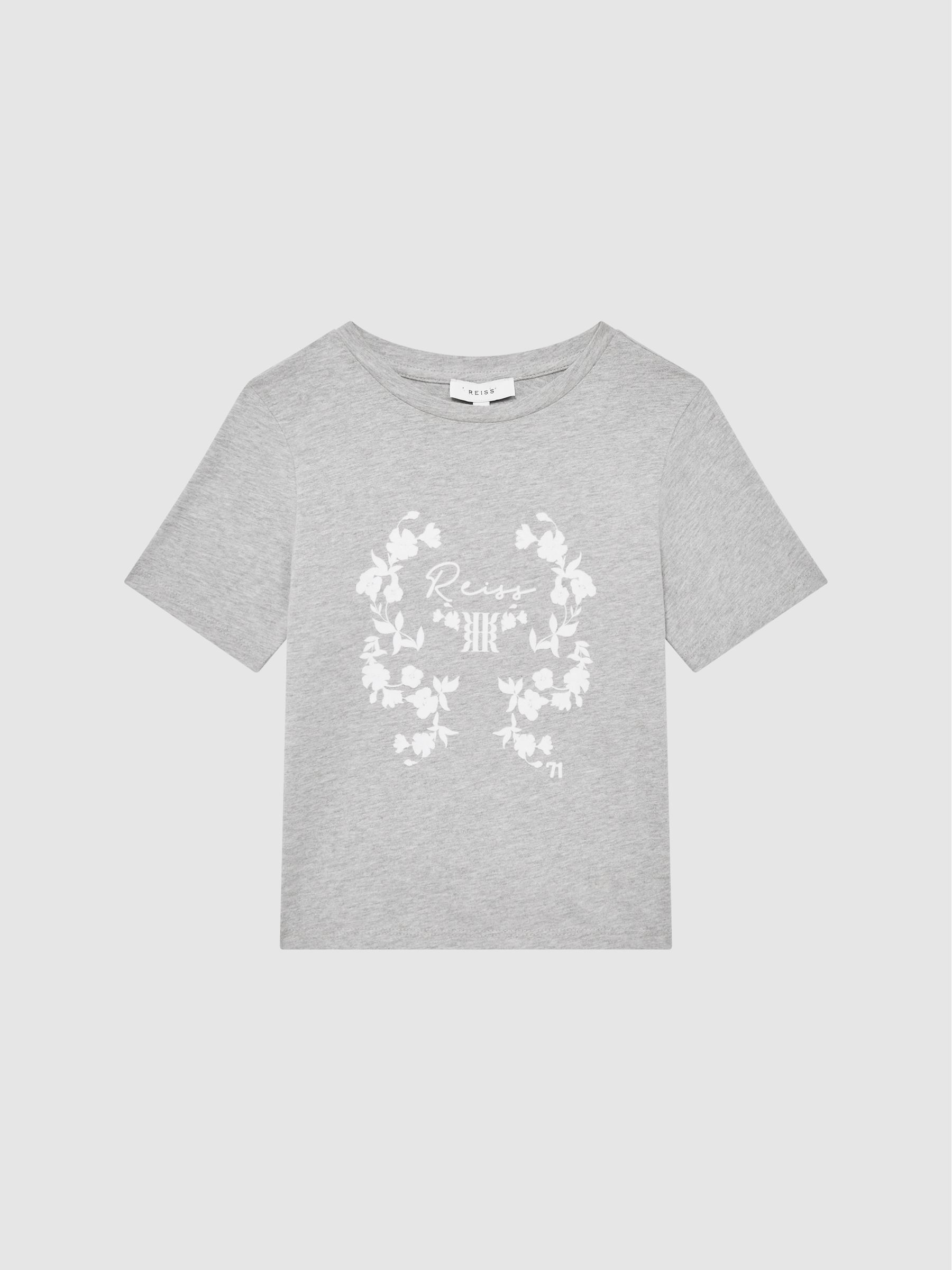 4-9 yrs Motif Crew Neck T-Shirt in Grey Marl - Image 2 of 6