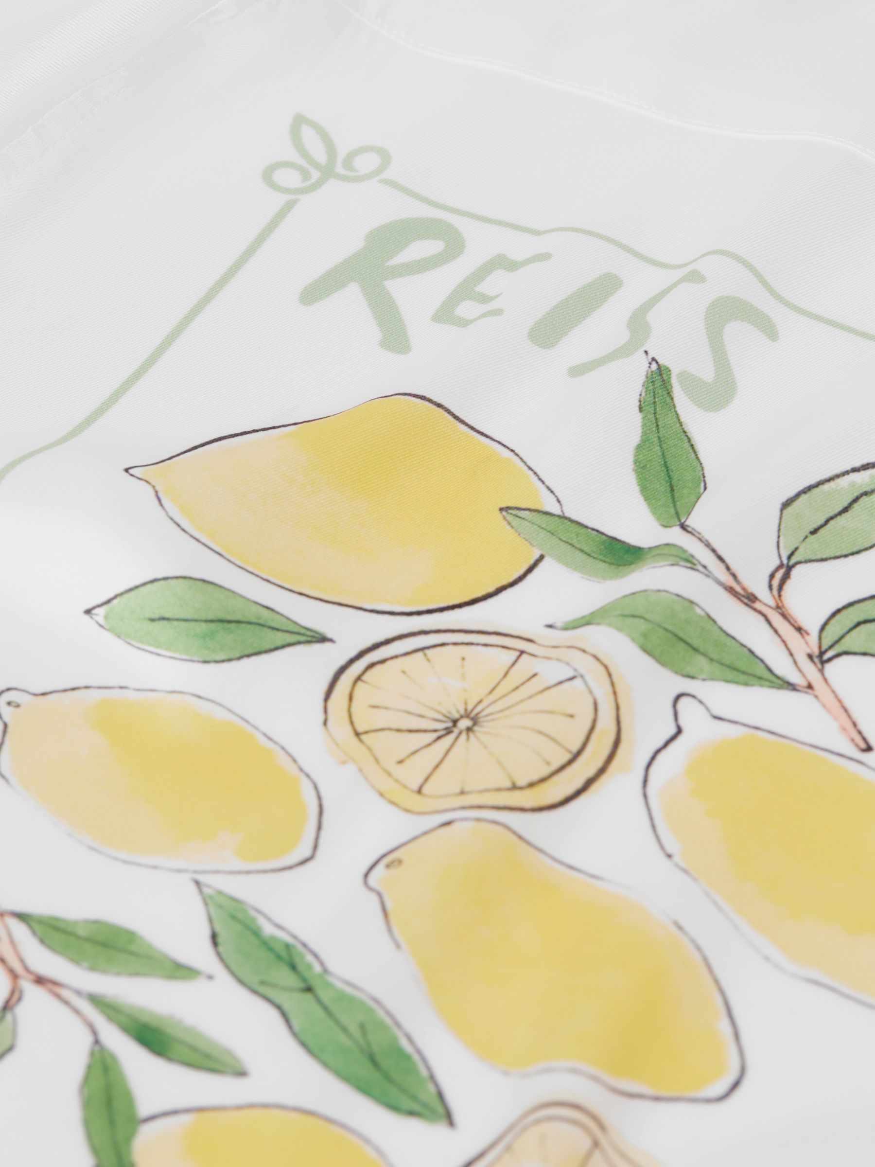 Junior Printed Cuban Collar Short Sleeve Shirt in Ecru - Image 6 of 6