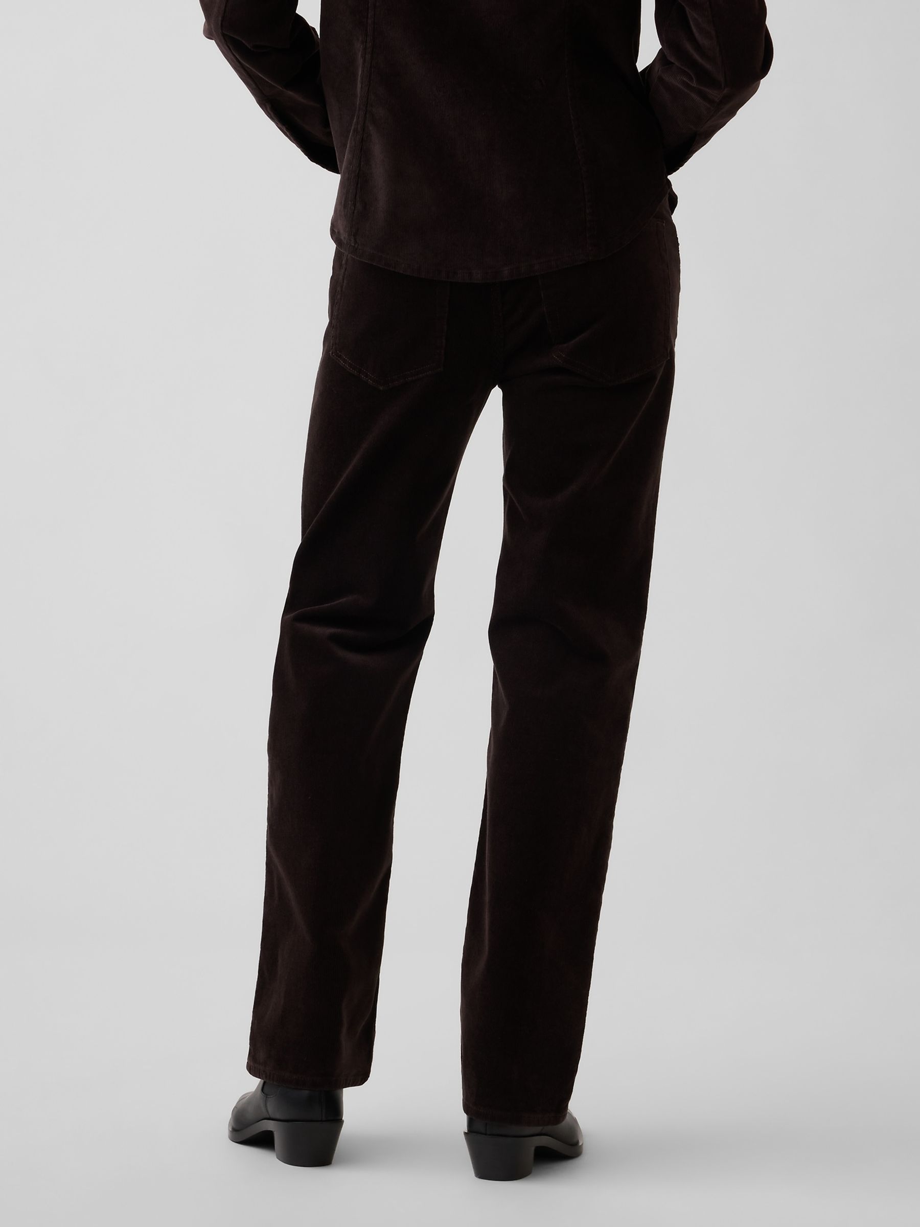 Brown Corduroy Mid Rise Corduroy Relaxed Straight Trousers - Image 2 of 6 Brown Corduroy Mid Rise Corduroy Relaxed Straight Trousers - Image 2 of 6