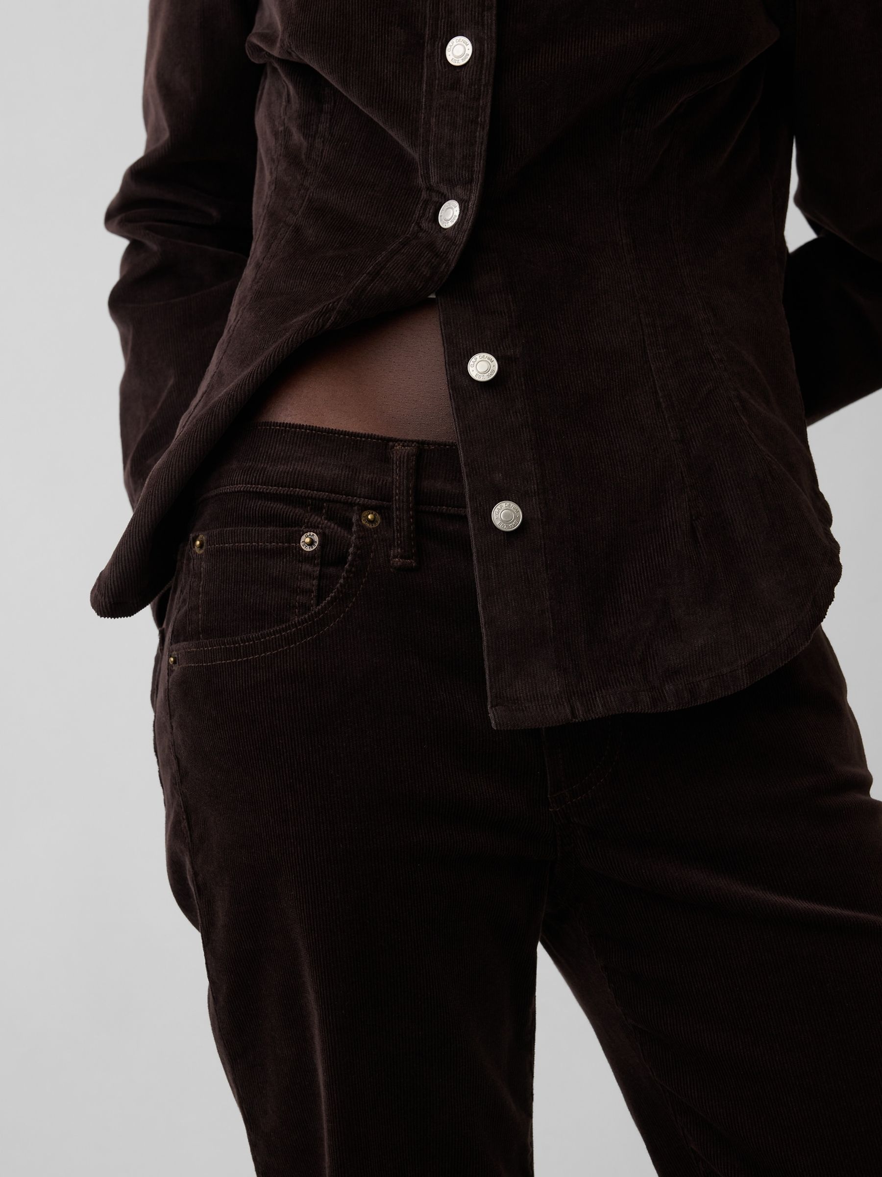 Brown Corduroy Mid Rise Corduroy Relaxed Straight Trousers - Image 5 of 6
