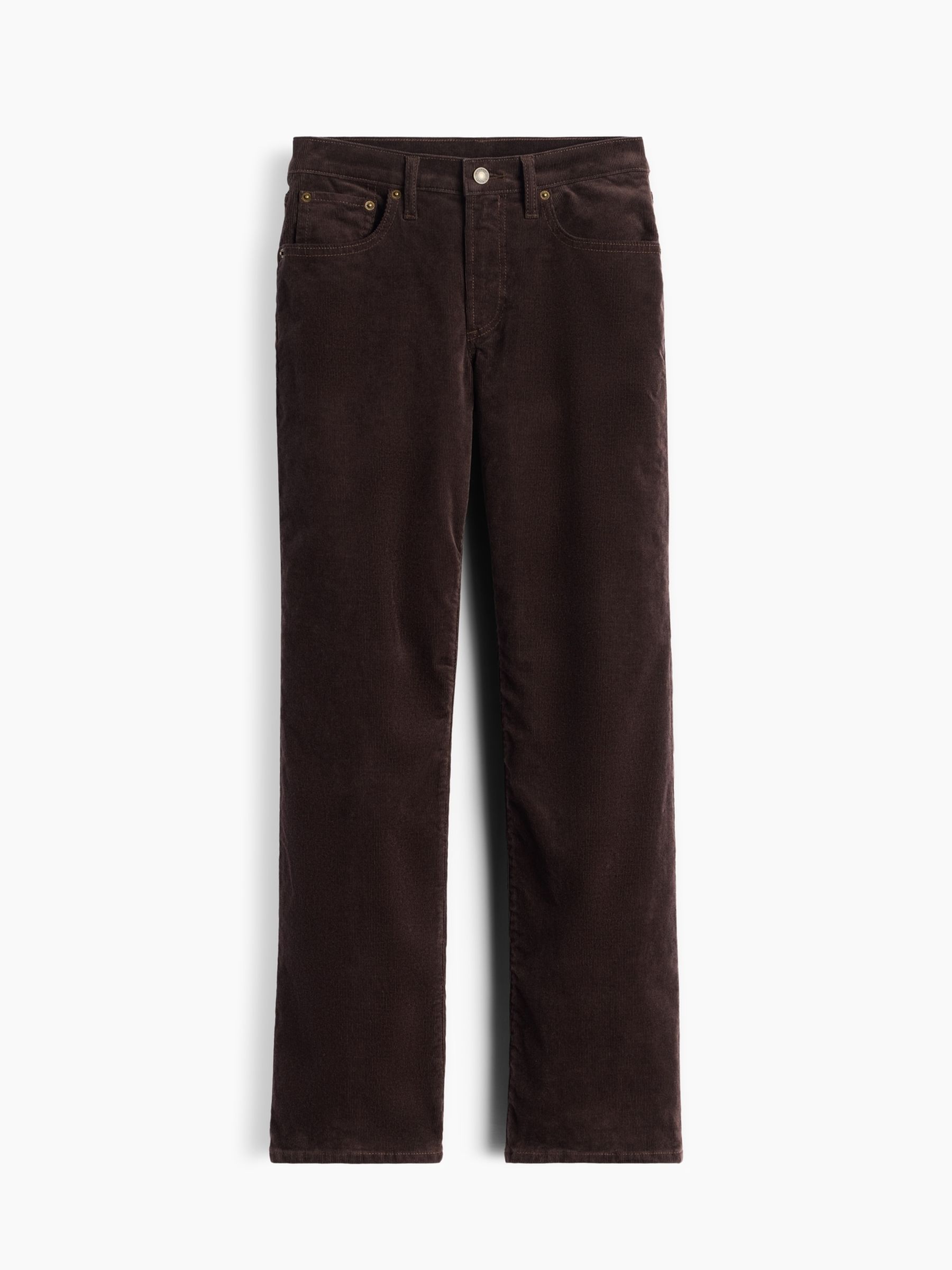 Brown Corduroy Mid Rise Corduroy Relaxed Straight Trousers - Image 6 of 6