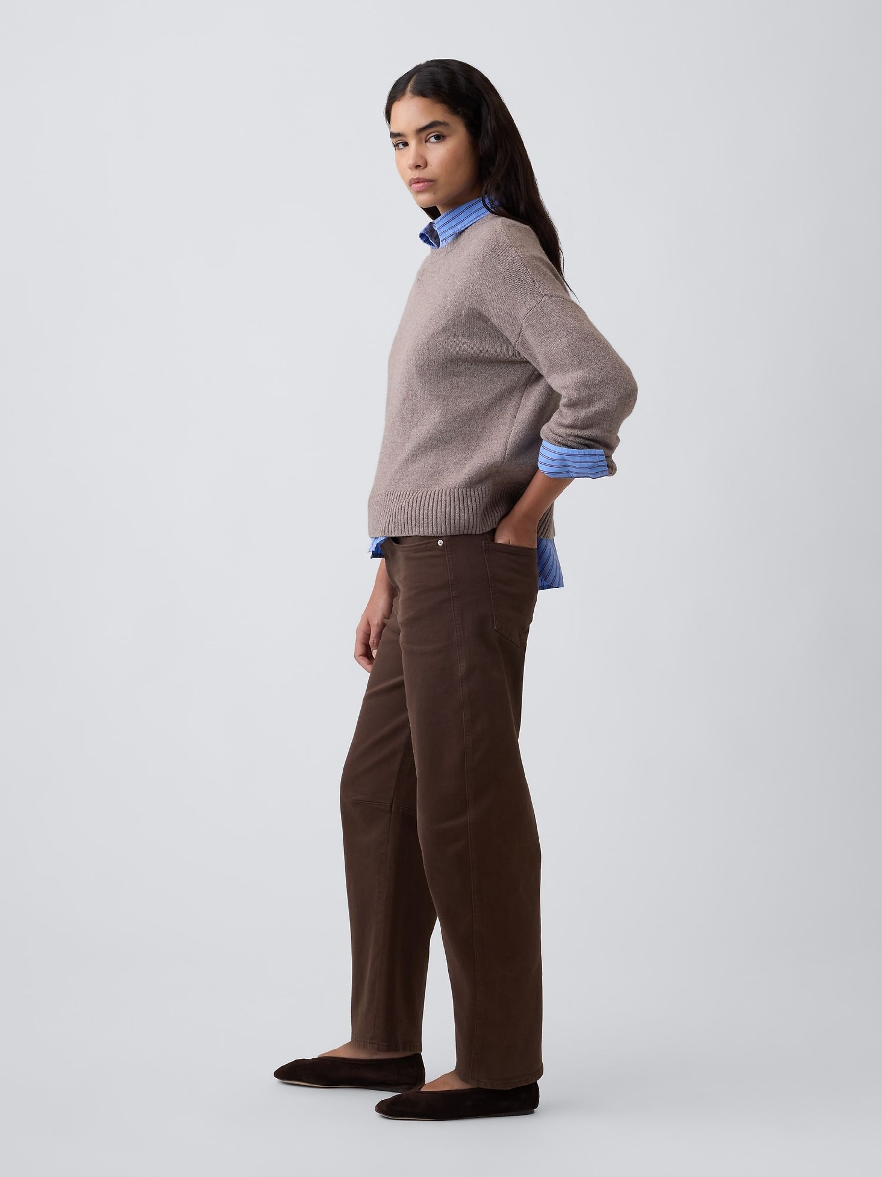 Brown High Waisted Barrel Jeans - Image 4 of 6