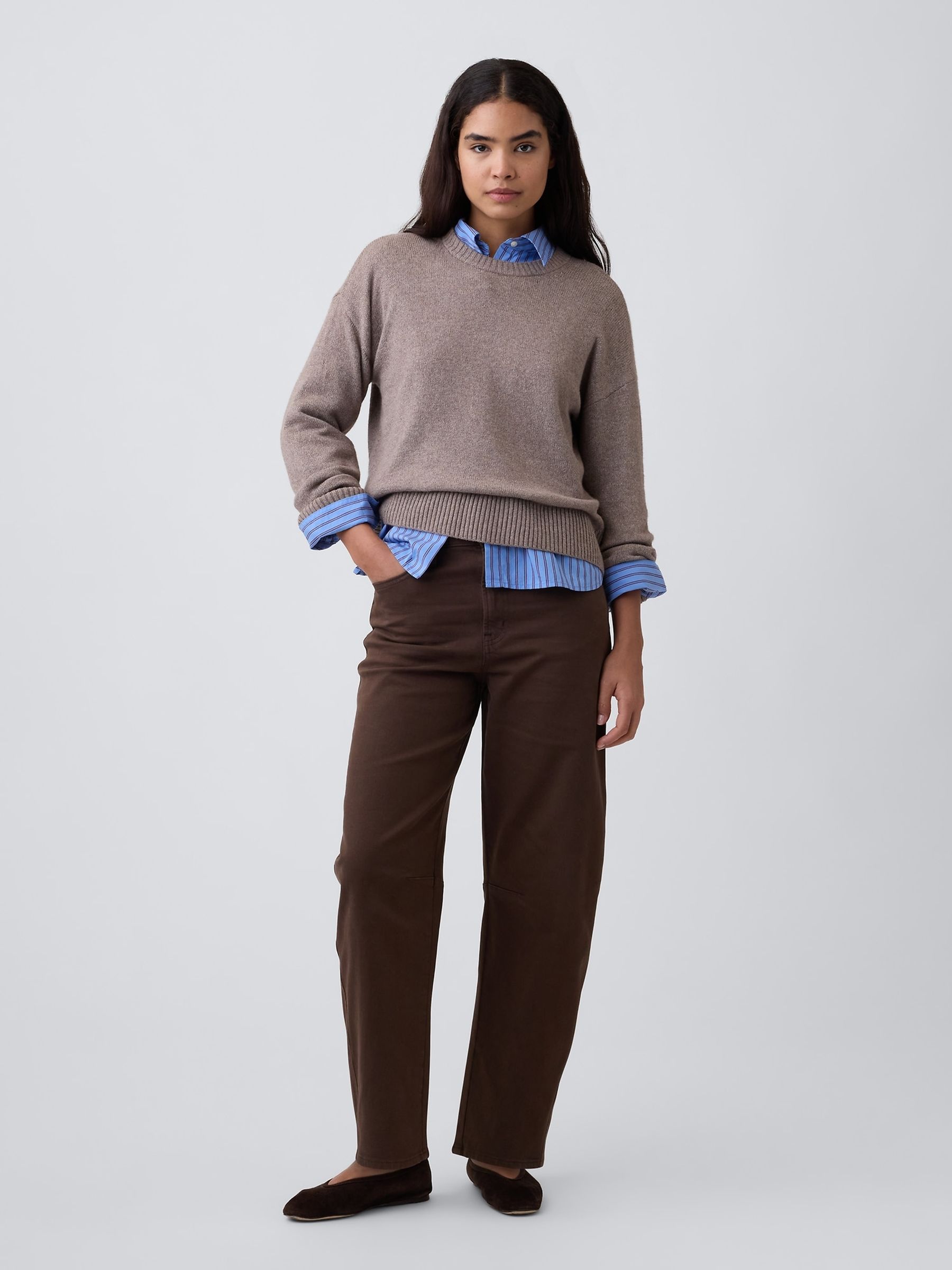 Brown High Waisted Barrel Jeans - Image 5 of 6
