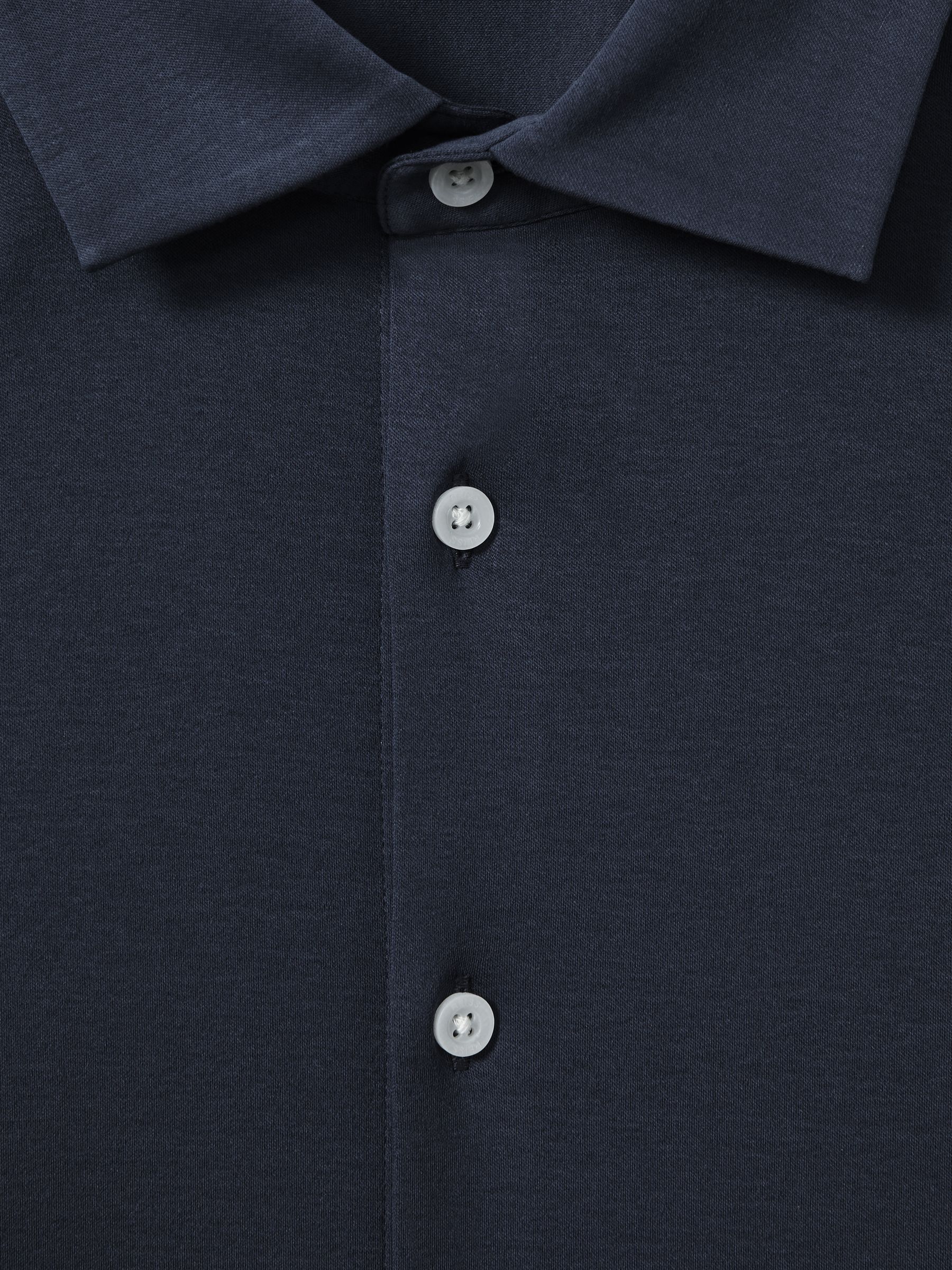 Slim Fit Mercerised Cotton Jersey Shirt in Airforce Blue - Image 5 of 6
