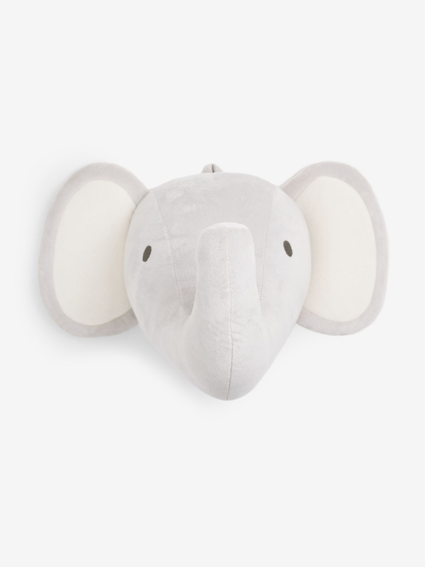 Grey Plush Elephant Head Wall Hanging - Image 1 of 4