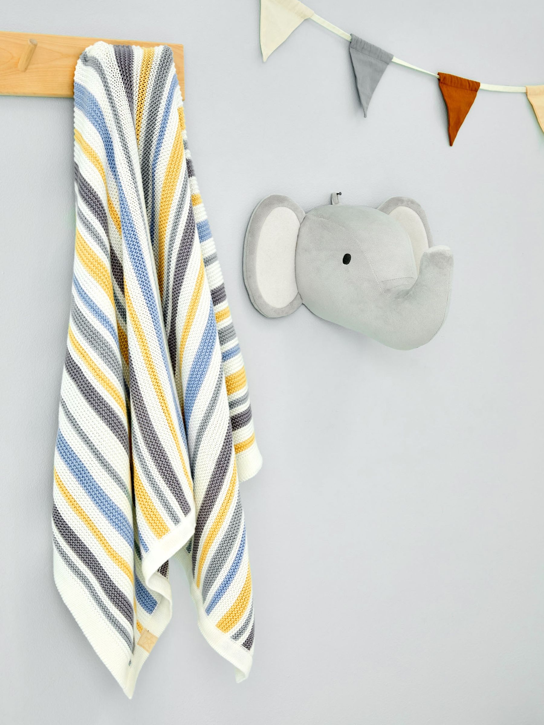 Grey Plush Elephant Head Wall Hanging - Image 3 of 4