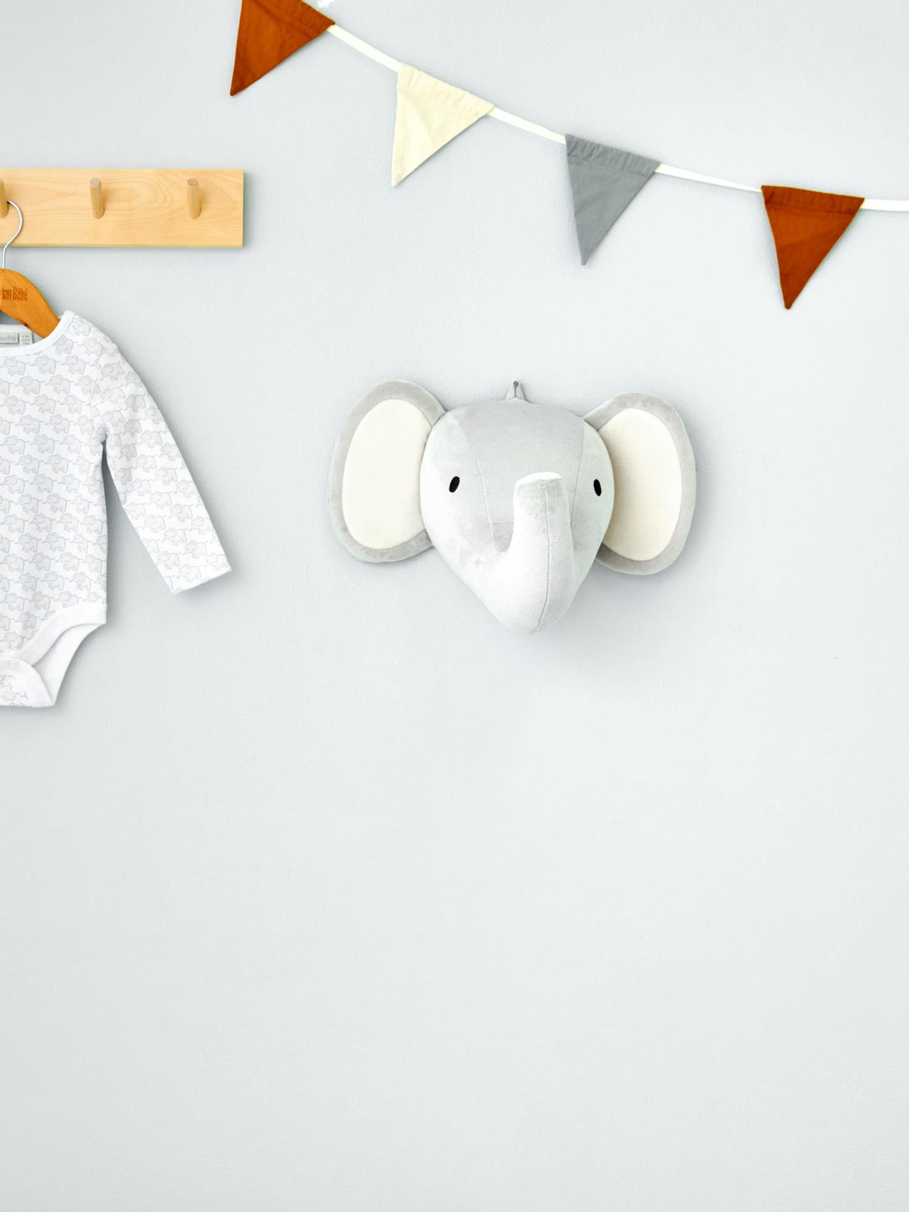 Grey Plush Elephant Head Wall Hanging - Image 4 of 4